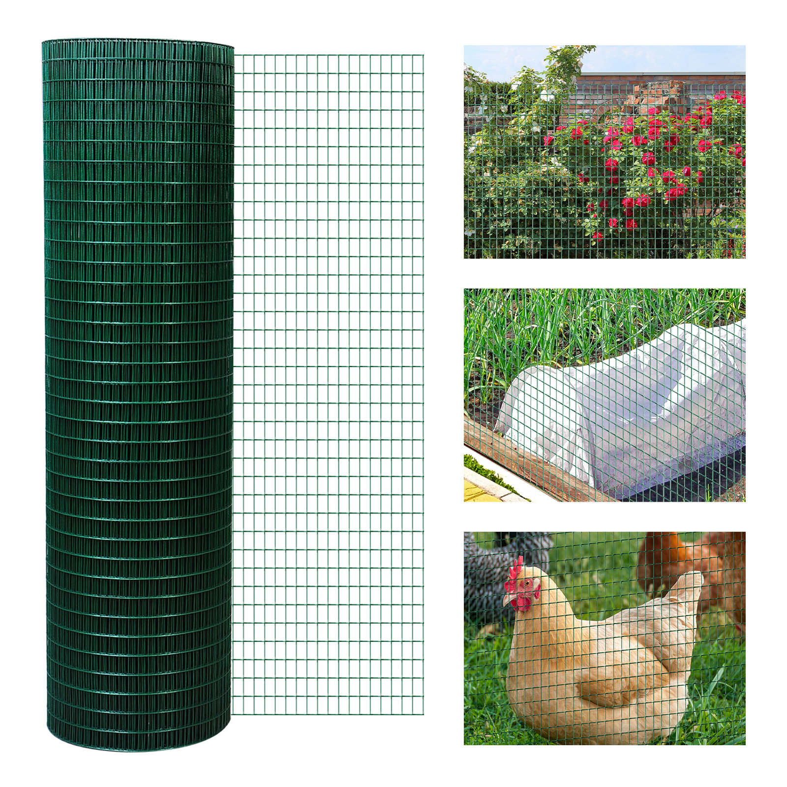 รั้วตาข่ายเหล็กเคลือบ PVC สำหรับเลี้ยงไก่และกระต่าย รั้วกันแดดกันฝน เหมาะสำหรับสวนและพื้นที่เลี้ยงสัตว์