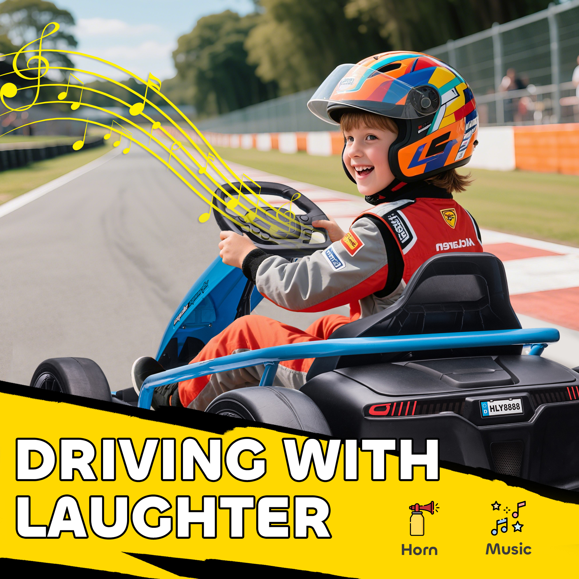 24V Electric Go Kart for Kids, Drift Ride-On Racing Go Kart with 2 Speeds, for Boys Girls Aged 8-12 Years Old, Blue