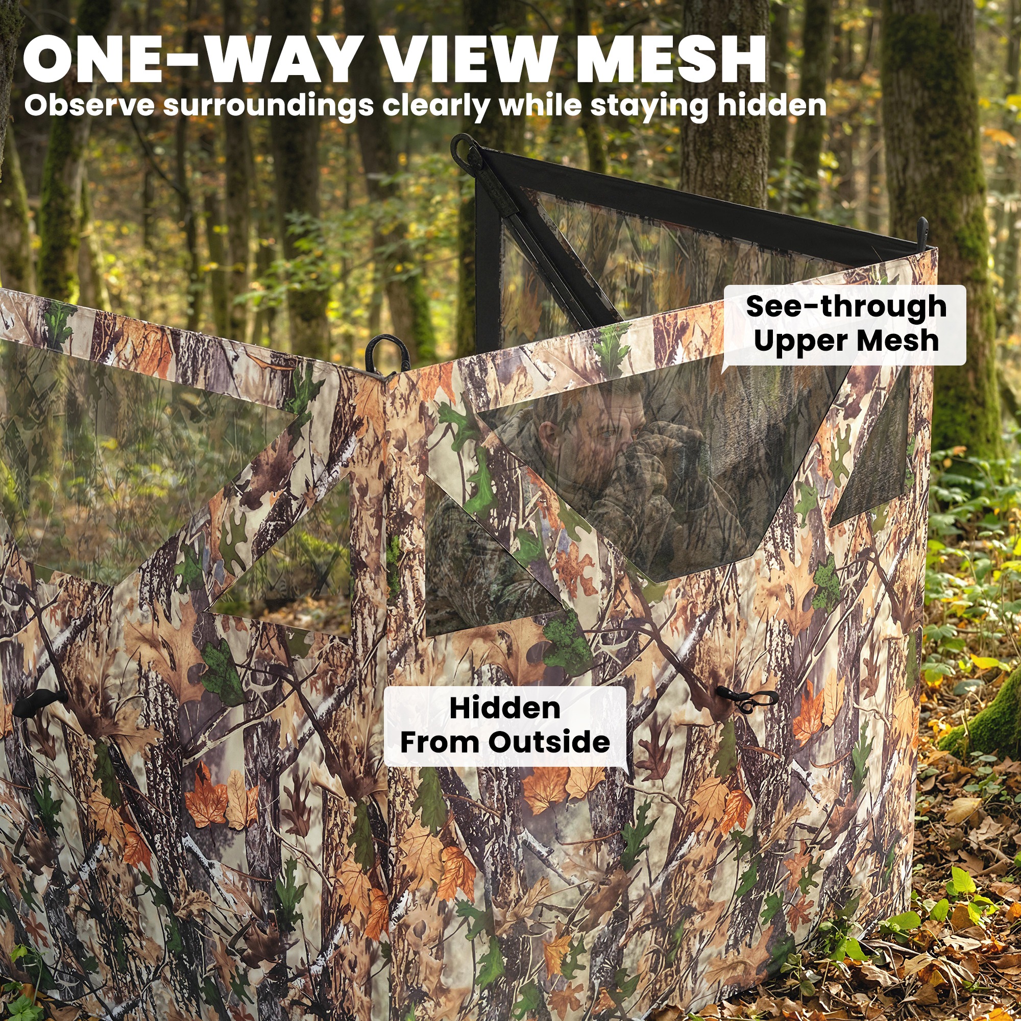  Camping Hunting Blind, 3-Panel Blind See Through for Hunting Camping 176" x 58.3" Camouflage