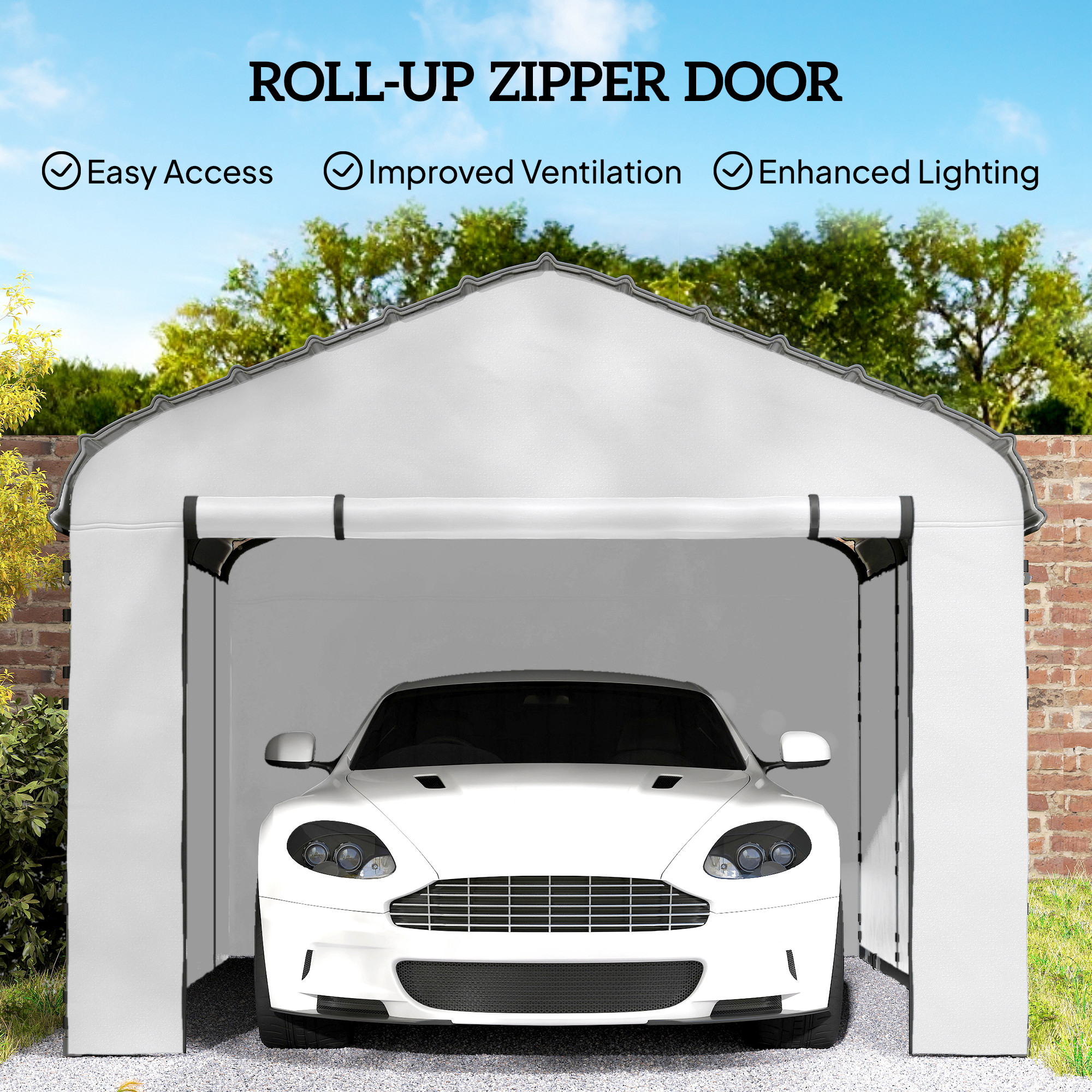  Carport Replacement Sidewall Panel for 12' x 20' Carports, UPF50+ Waterproof Replacement Side Wall Cover, White