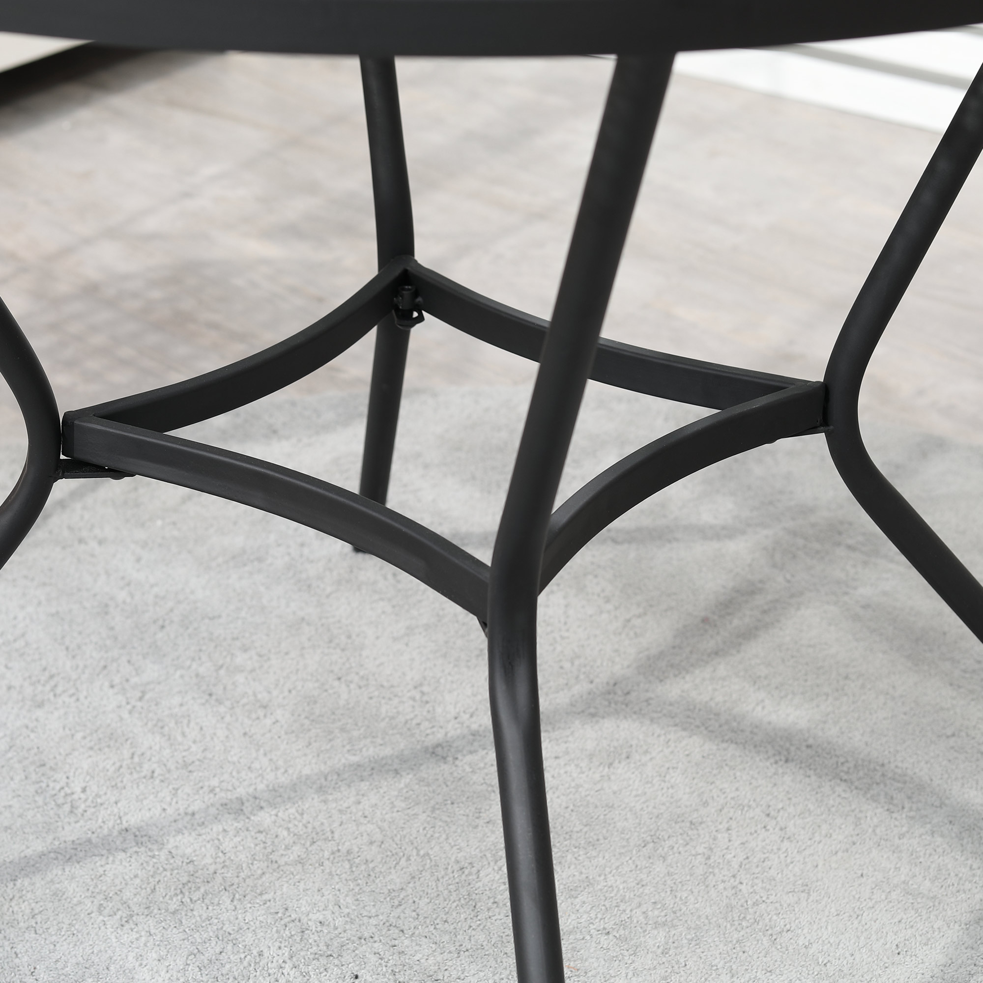  35" Round Outdoor Patio Bistro Dining Table, French Cafe Style, Conversation Space, Fast Drying Metal Mesh Tabletop for Garden, Backyard, Poolside, Black