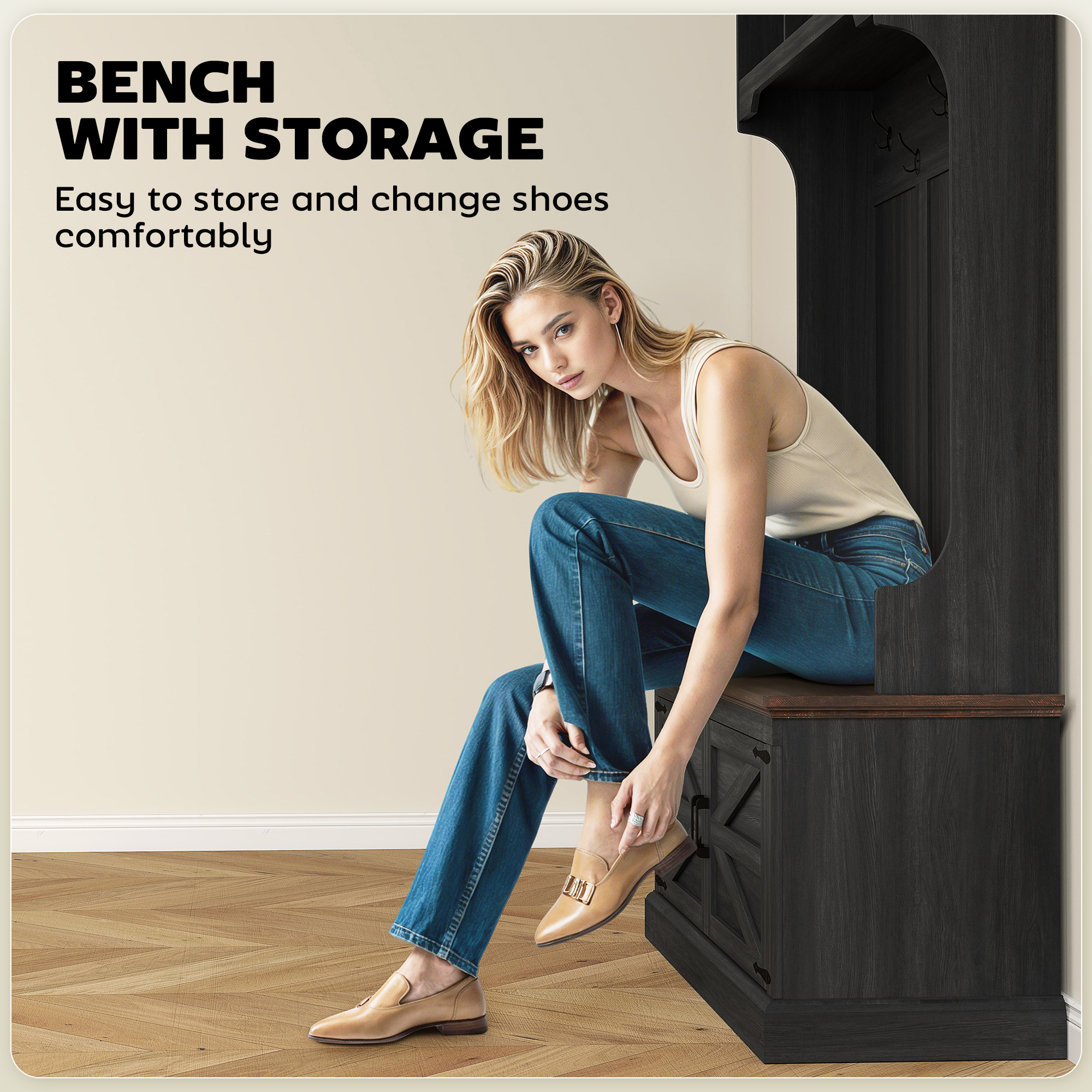 Hall Tree with Shoe Storage, picture 2 of 5
