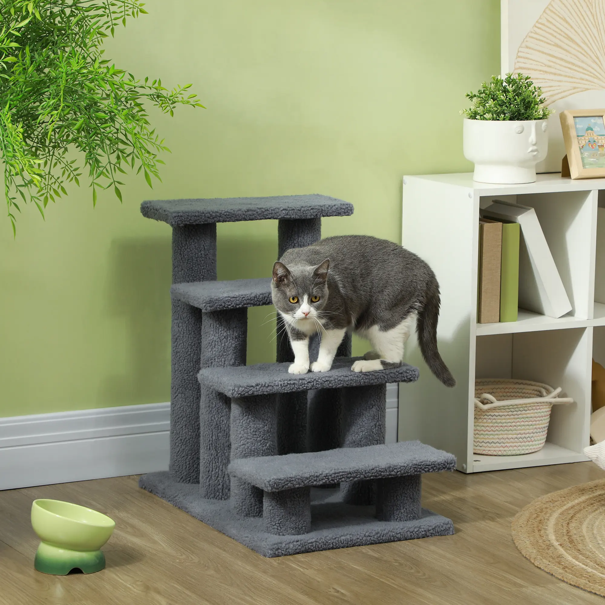 25" 4-Step Multi-Level Carpeted Cat Scratching Post