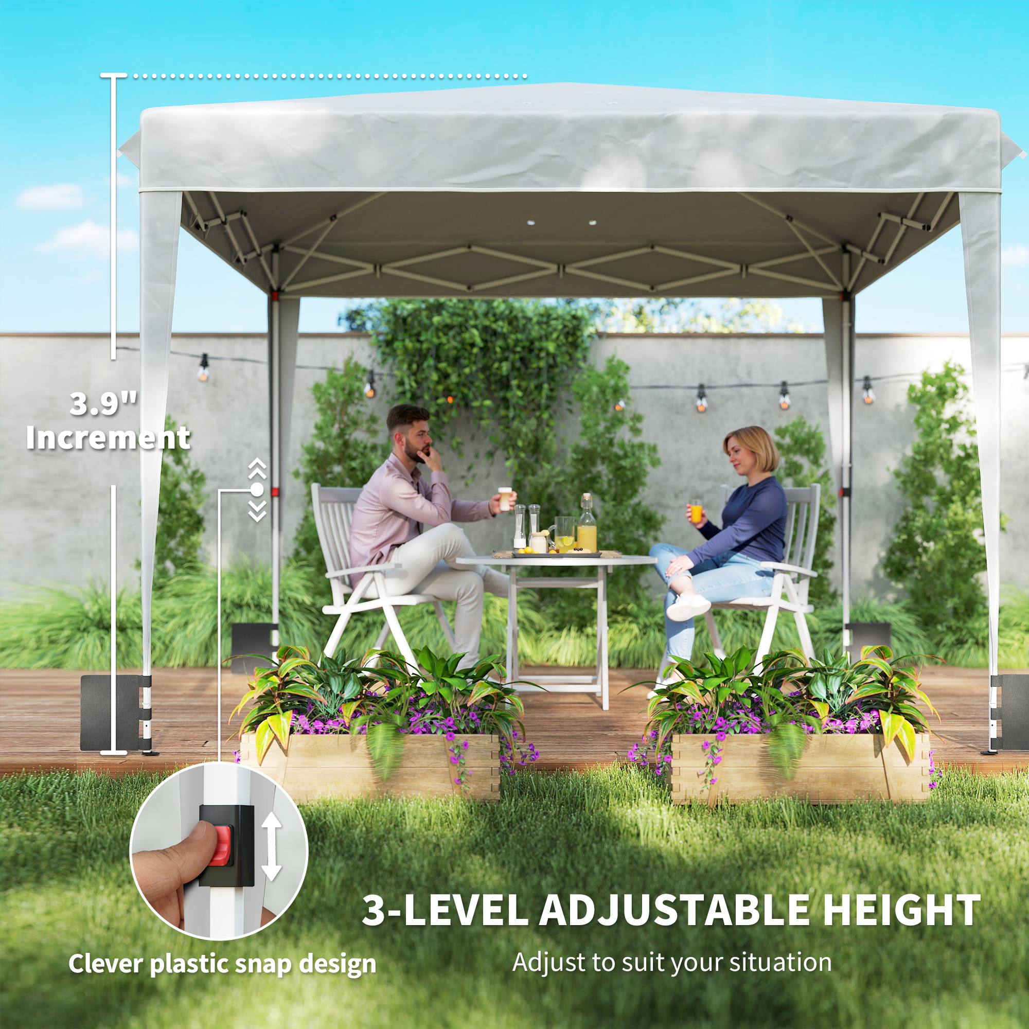  10 x 10 ft Pop Up Canopy Tent with Sidewalls, UPF50+ Outdoor Portable Instant Canopy Shelter with Carry Bag, White