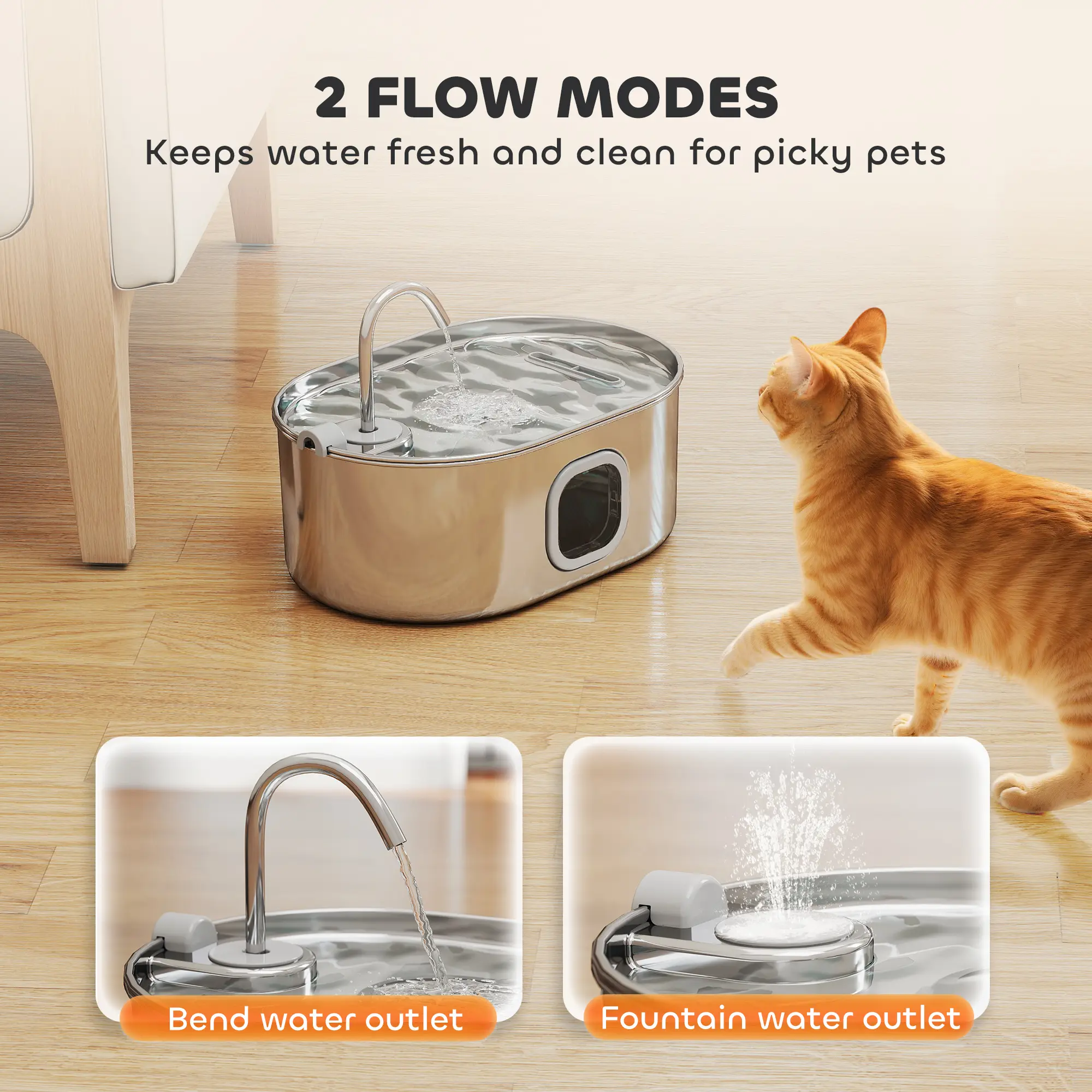246 oz./7L Stainless Steel Cat Water Fountain with Filters, Ultra-Quiet Pump, for Cats, Dogs & Multi-Pet Homes