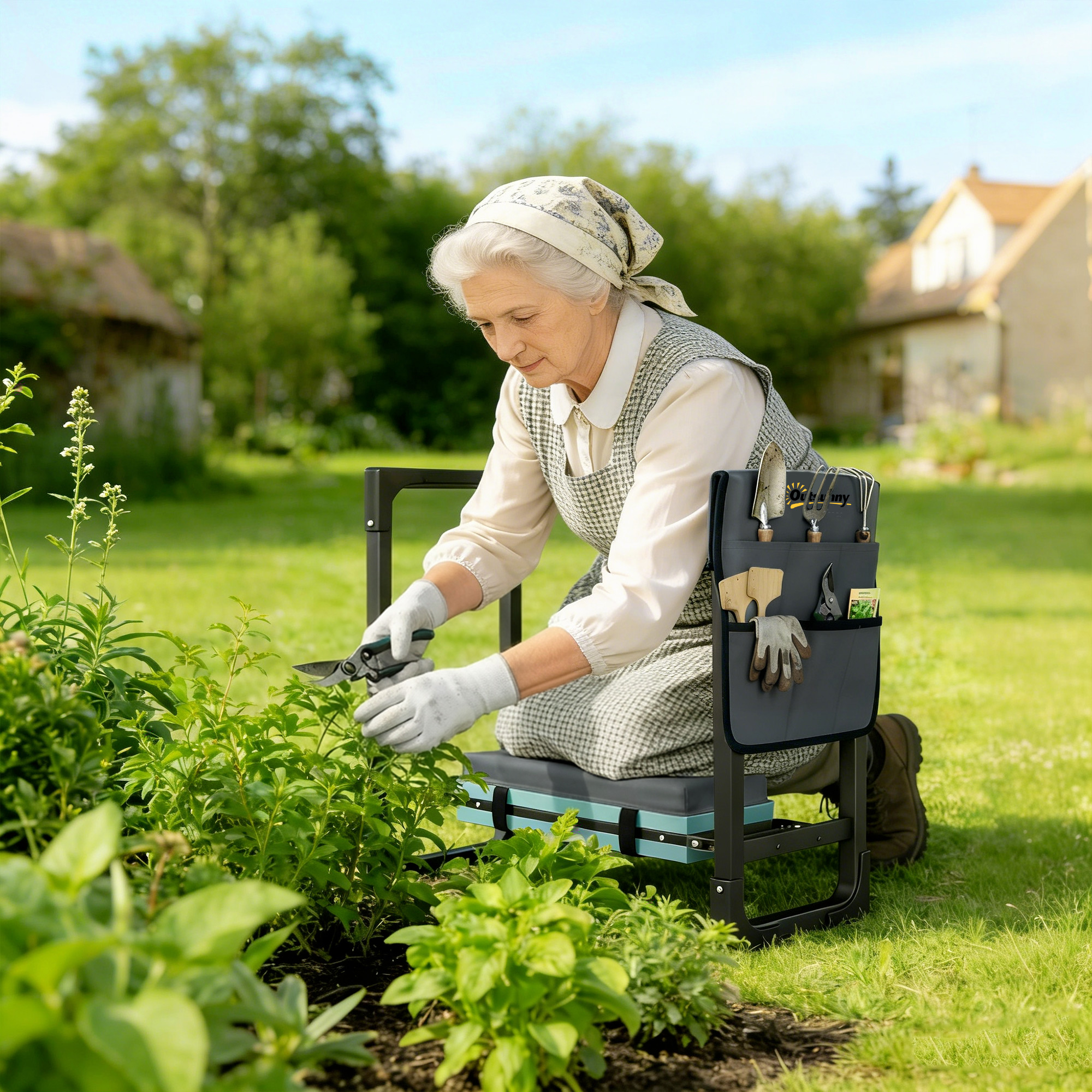  Garden Kneeler and Seat, Heavy Duty Foldable Gardening Stool with Thicker Soft Kneeling Pad, Extendable Steel Leg