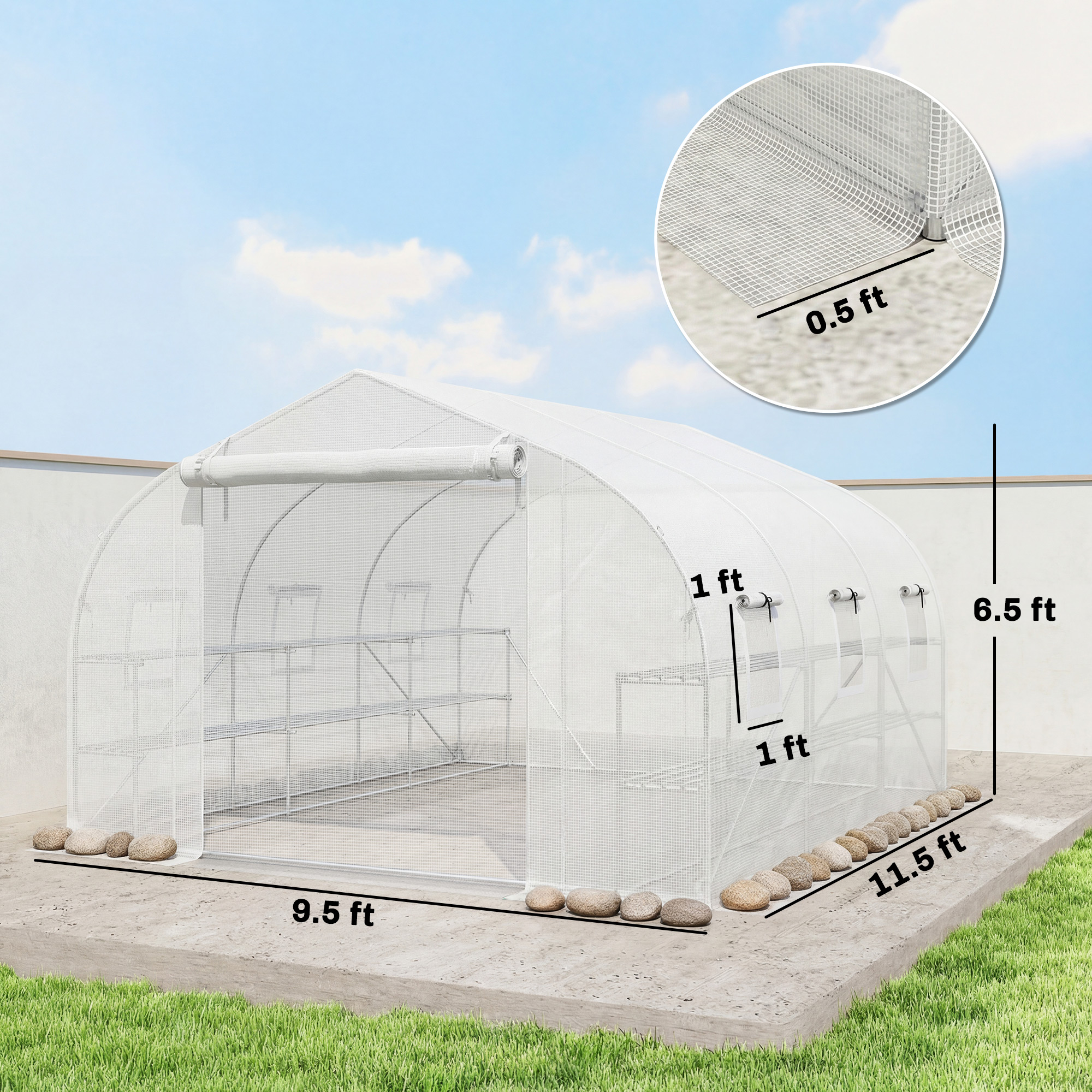 10x11x6 Walk-in Tunnel Greenhouse with Shelves, Mesh Door and Windows, Plant Hot House with PE Cover… image 2