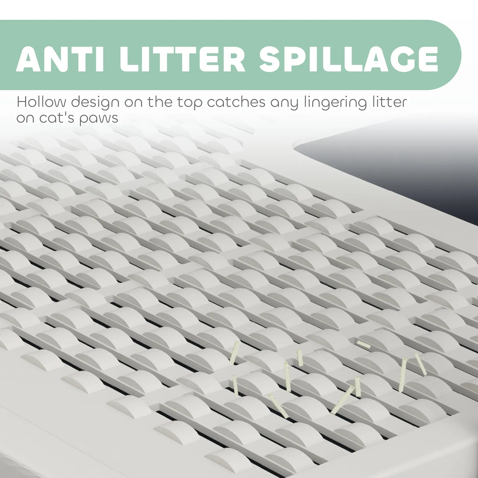 Cat Litter Box with Lid, Scoop, Front Entry, and Top Exit for Large Cats, White