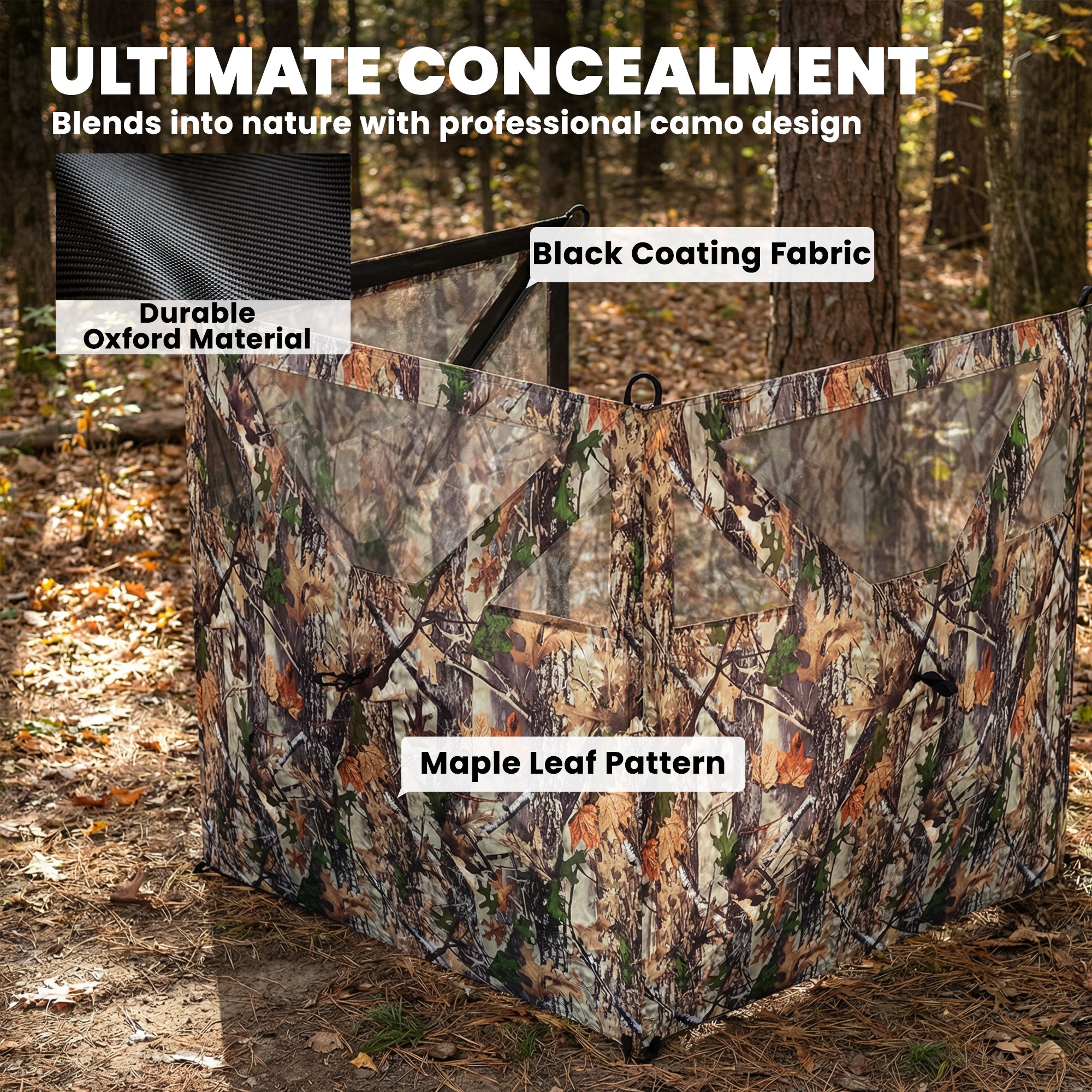  Camping Hunting Blind, 3-Panel Blind See Through for Hunting Camping 176" x 58.3" Camouflage