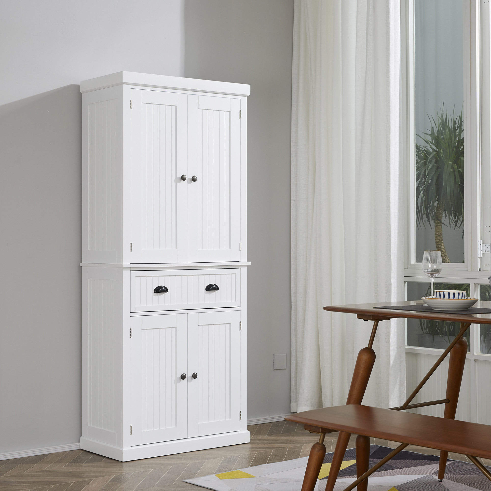  72" Kitchen Cabinet, Pantry Storage Cabinet with Doors and Shelves