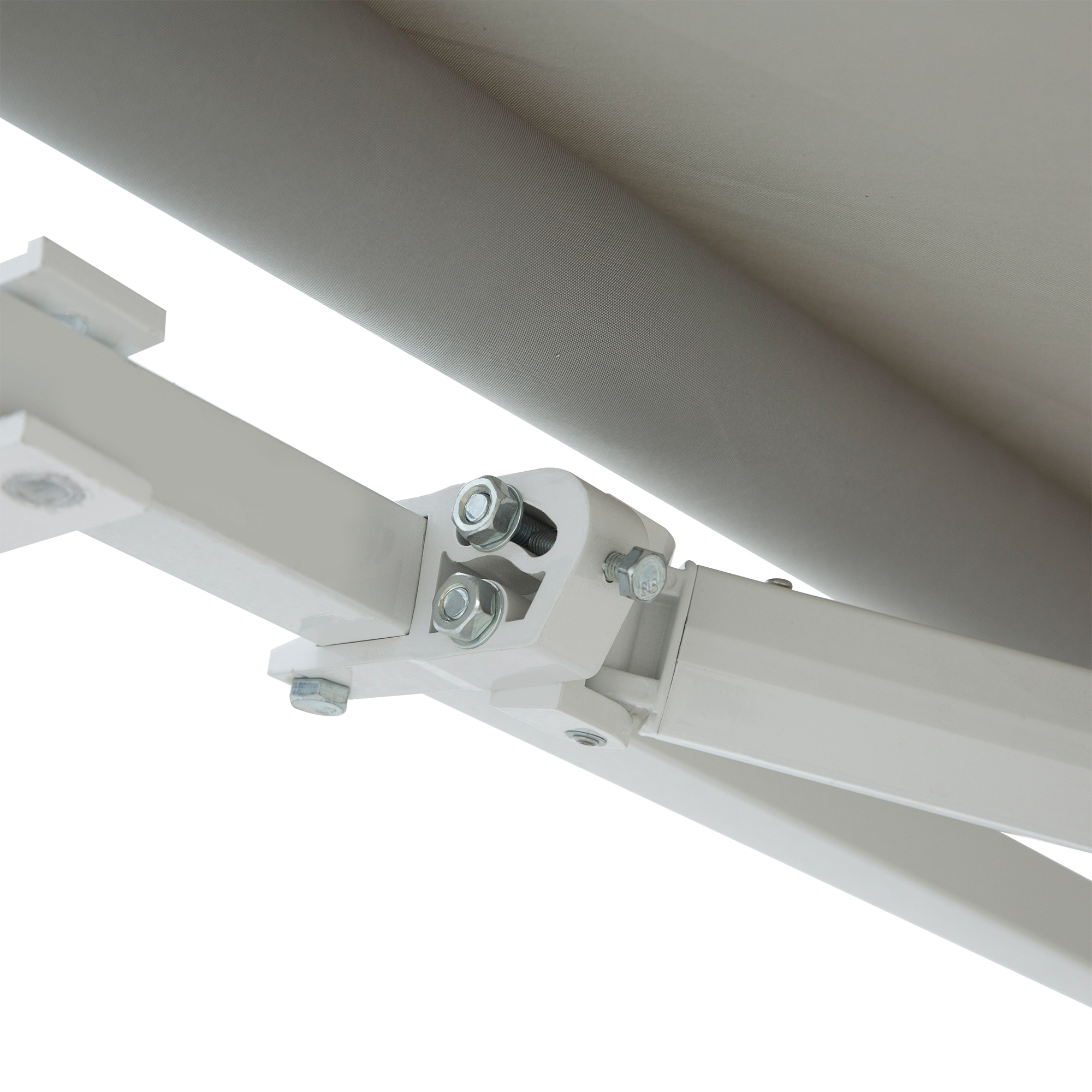  12' x 8' Retractable Awning Patio Awnings Sun Shade Shelter with Manual Crank Handle, 280g/m² UV & Water-Resistant Fabric and Aluminum Frame for Deck, Balcony, Yard, Light gray