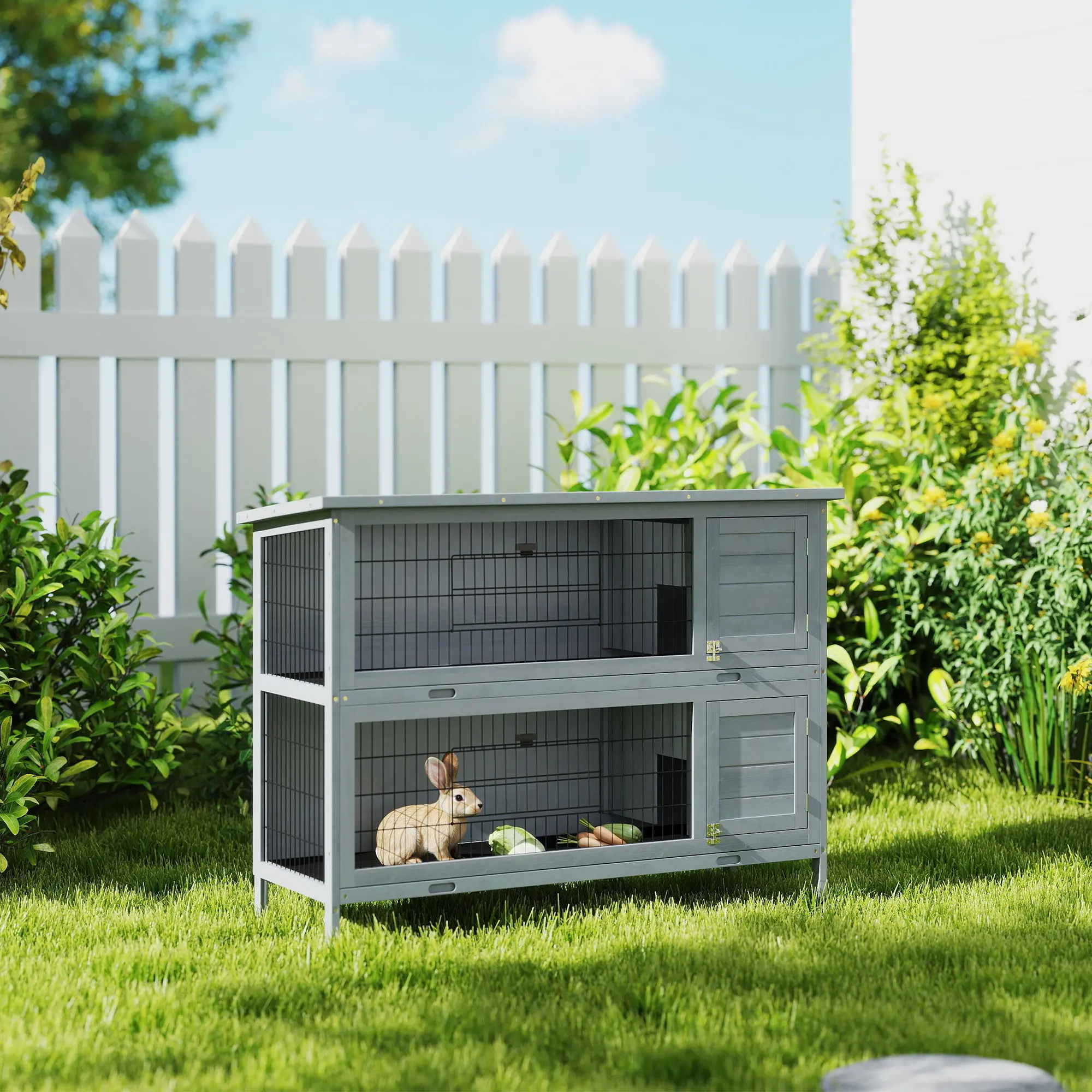 54" 2-Story Large Rabbit Hutch Bunny Cage