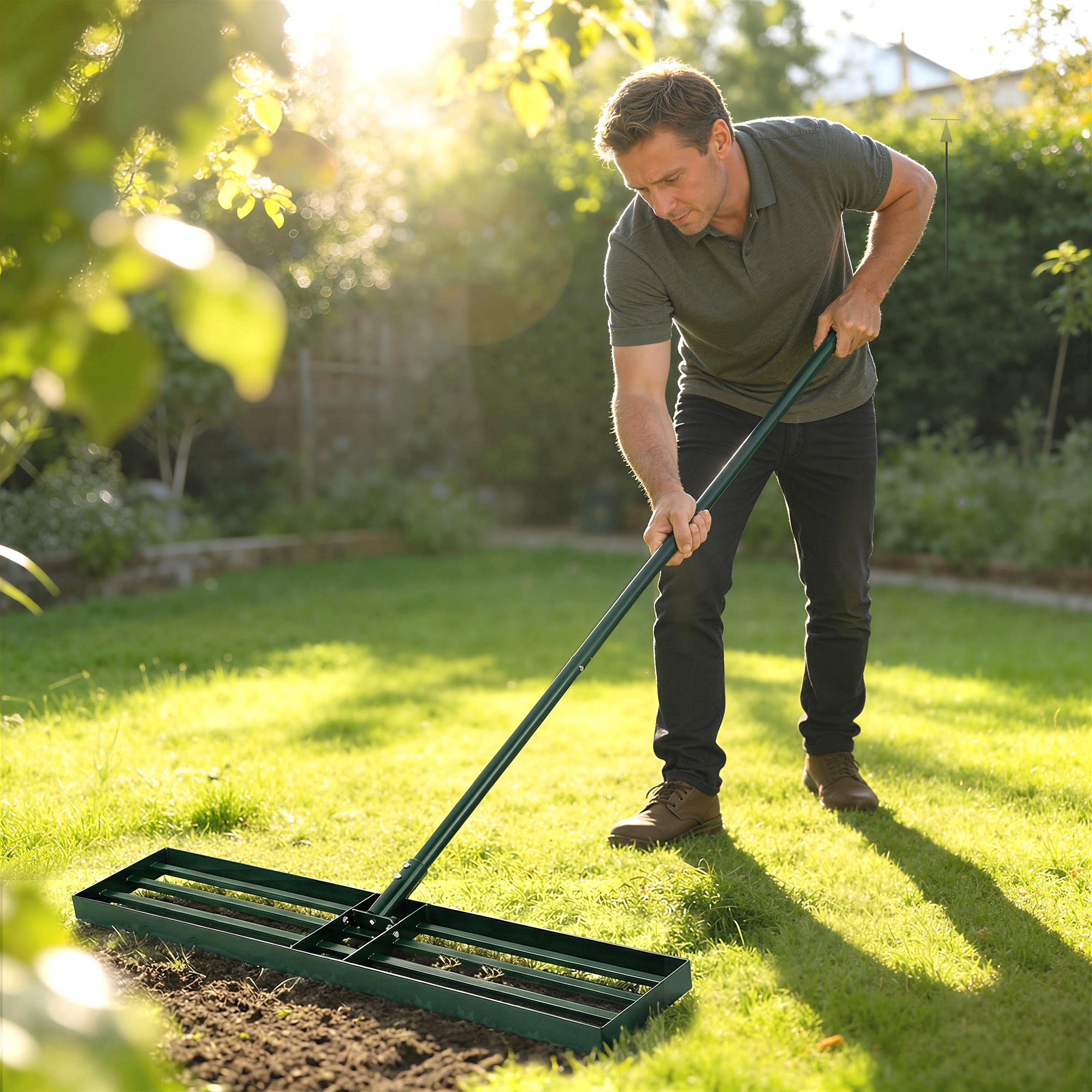  Lawn Leveling Rake, 36" x 10" Heavy Duty Yard Leveling Rake with 66.5" Handle for Backyard, Golf Course