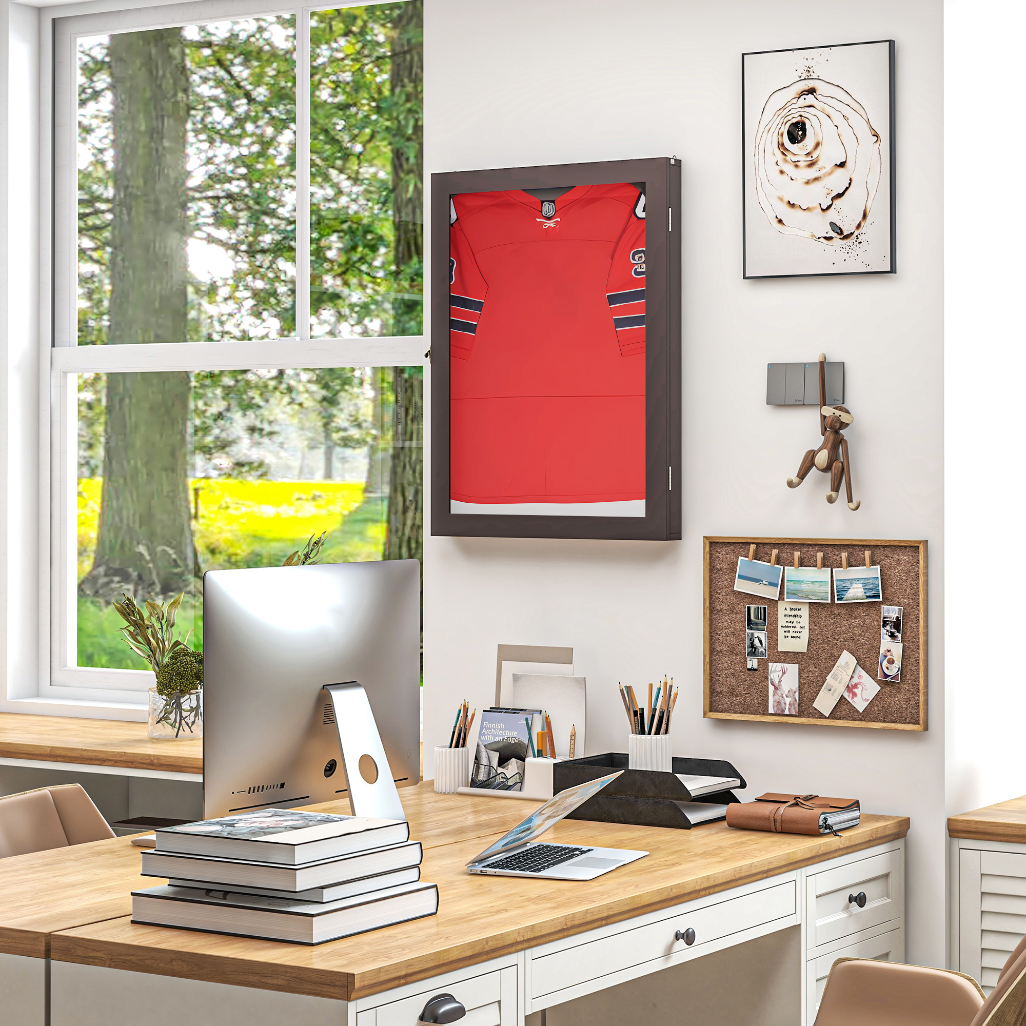 Vitrina para Jersey Deportivo 23.5" x 31.5" Resistente a los Rayos UV, Marrón - imagen 1