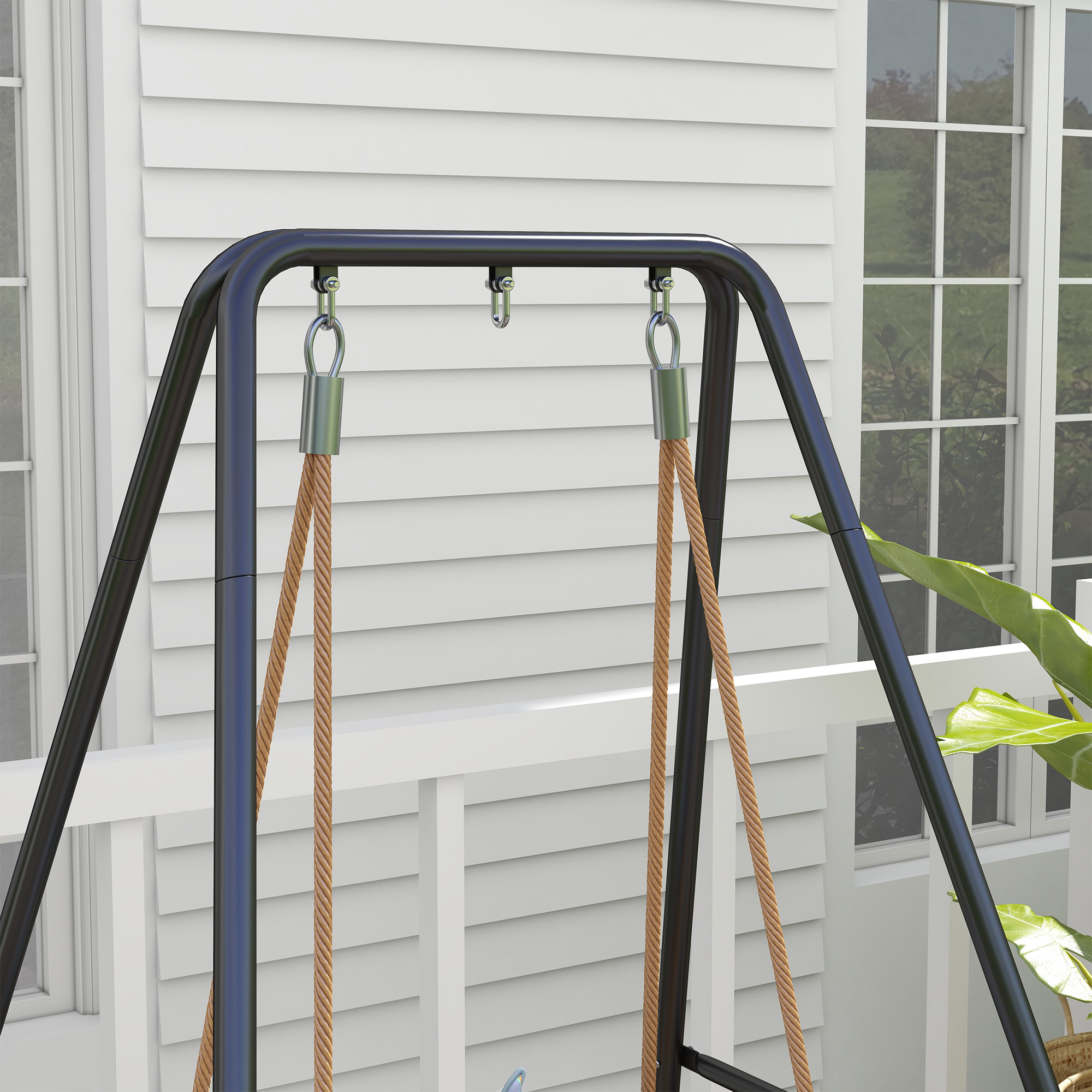  A-Shaped Hammock Chair Stand, Heavy Duty Swing Stand for Indoor & Outdoor Use, Max 330 lbs., Black