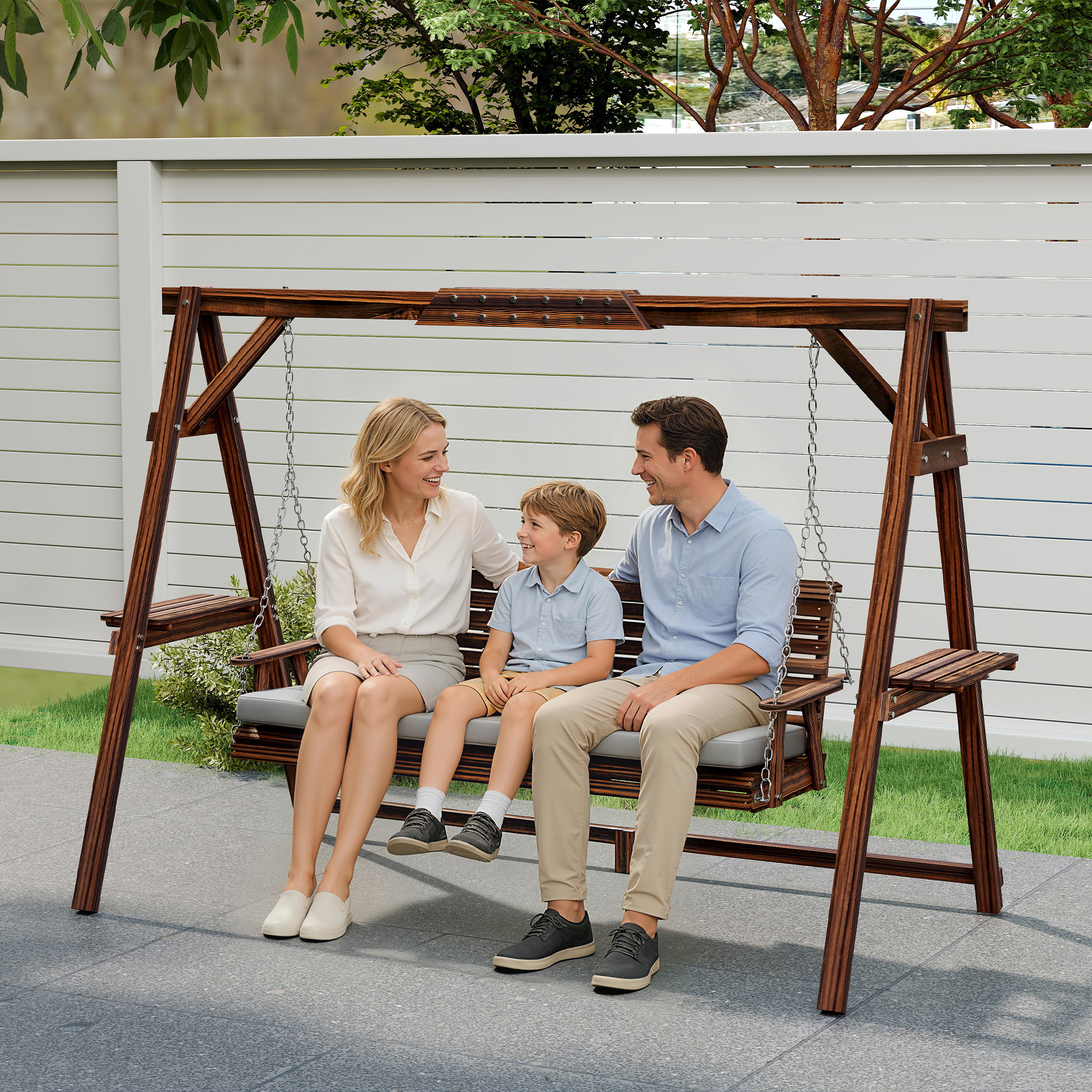 Wooden Porch Swing with Stand, picture 2 of 5