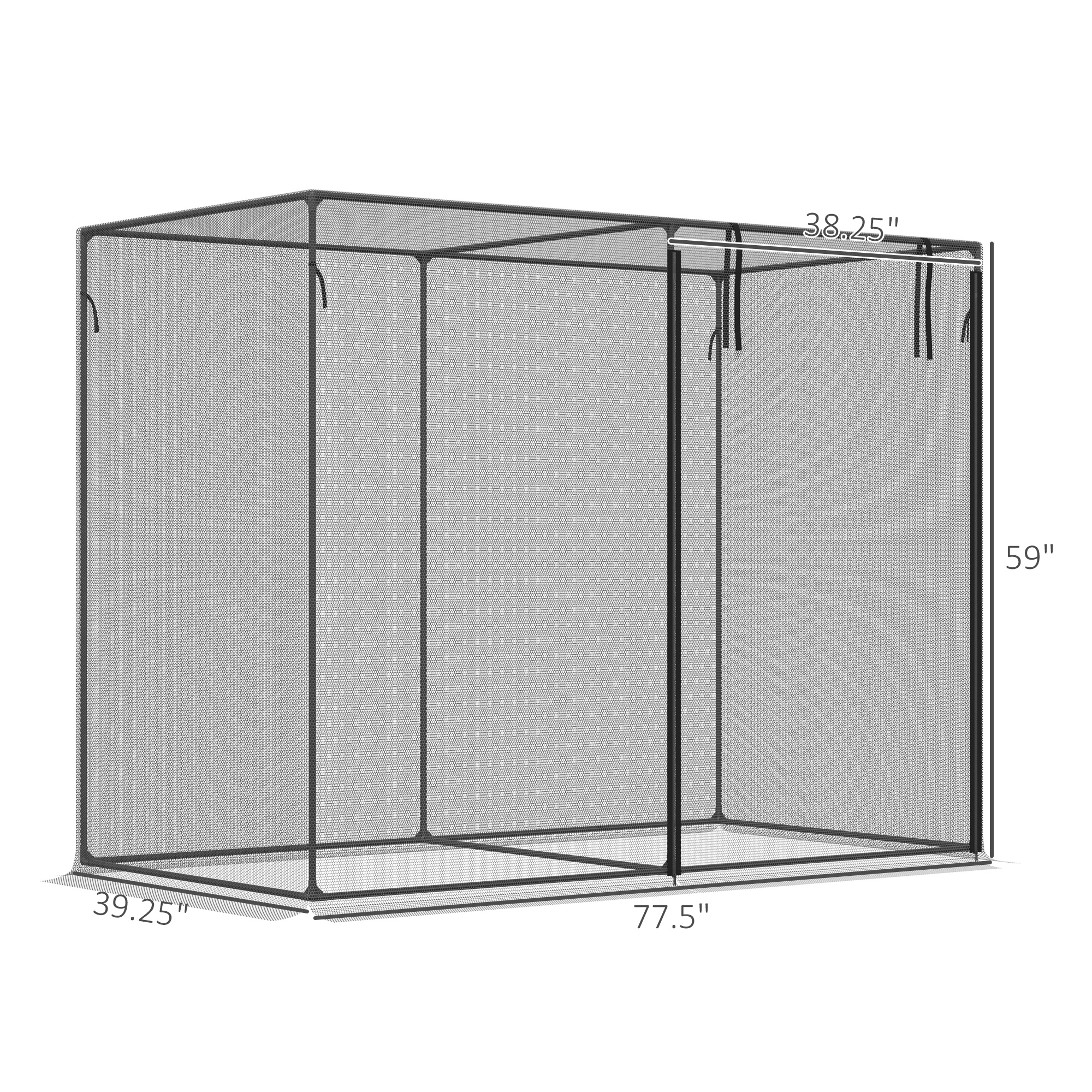  6' x 3' x 5' Crop Cage, Plant Protection Tent with Zippered Doors for Vegetable Garden, Backyard, Black