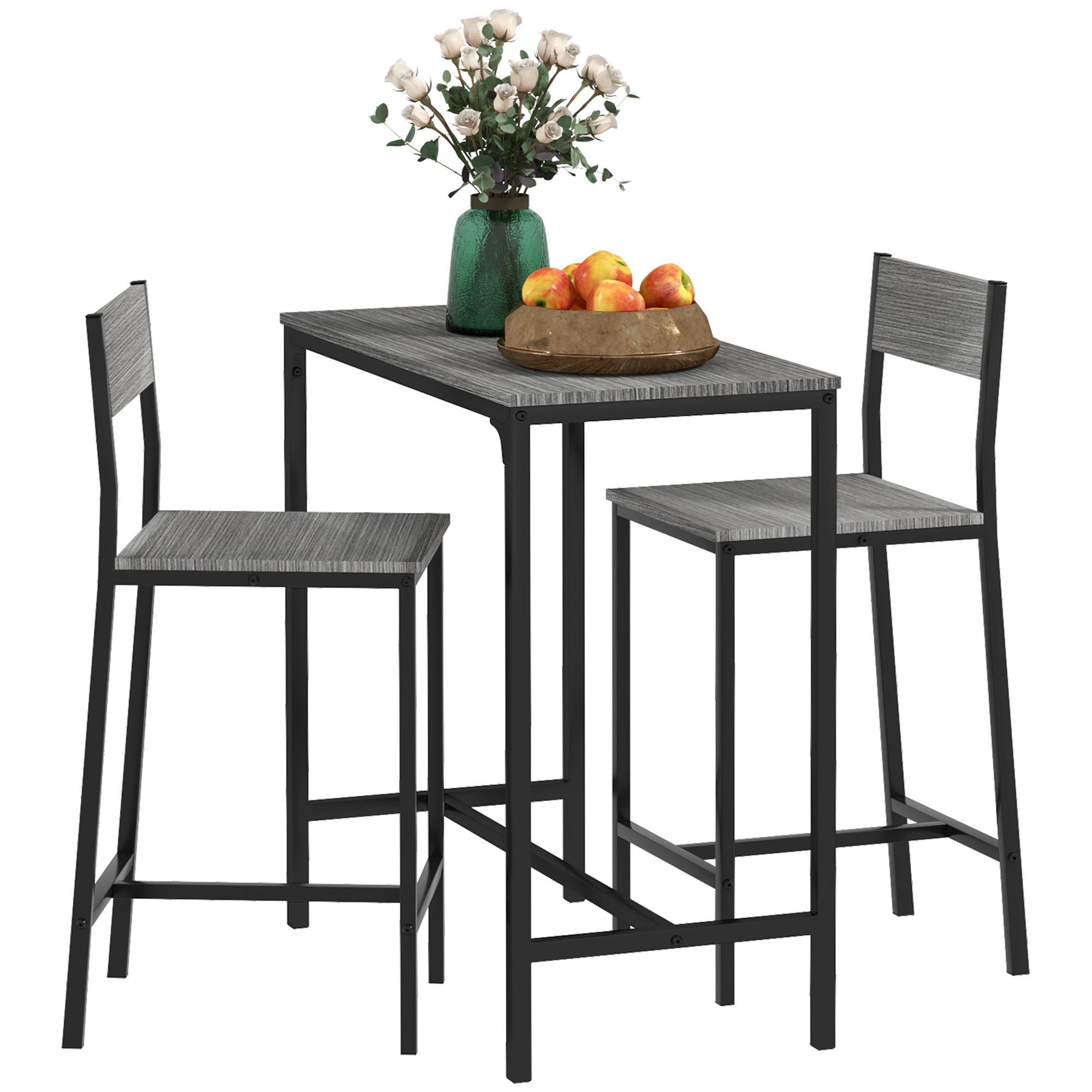 3 Piece Bar Table and Chairs β Industrial Dining Table Set for 2