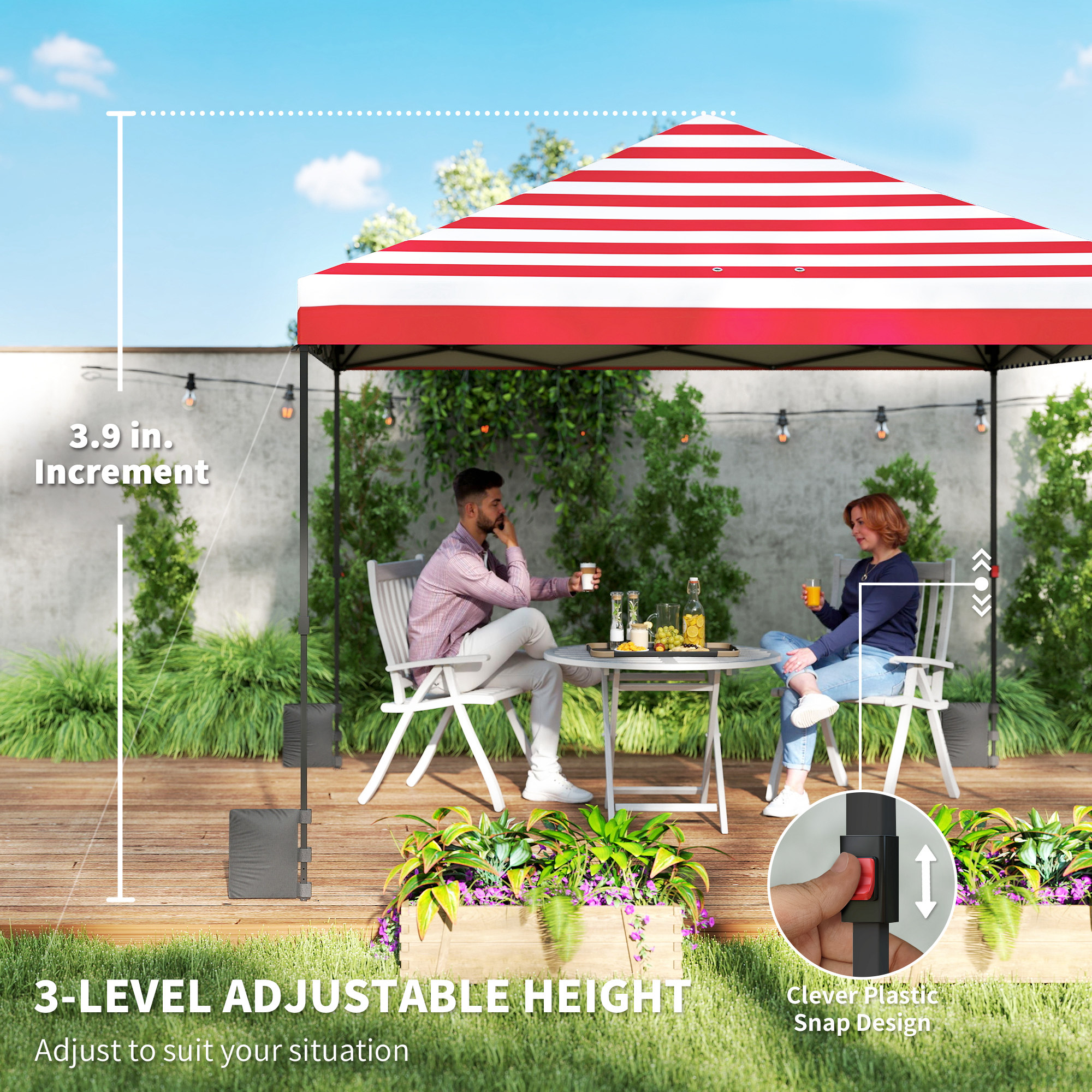  10 x 10 ft Pop Up Canopy Tent with One Push Setup, Outdoor Portable Instant Canopy Shelter w/ Roller Bag, American Flag