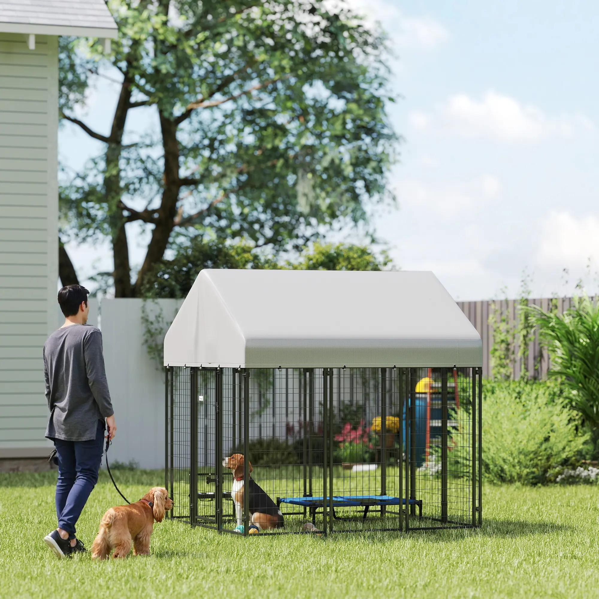 Outdoor Dog Kennel with Roof, 6 x