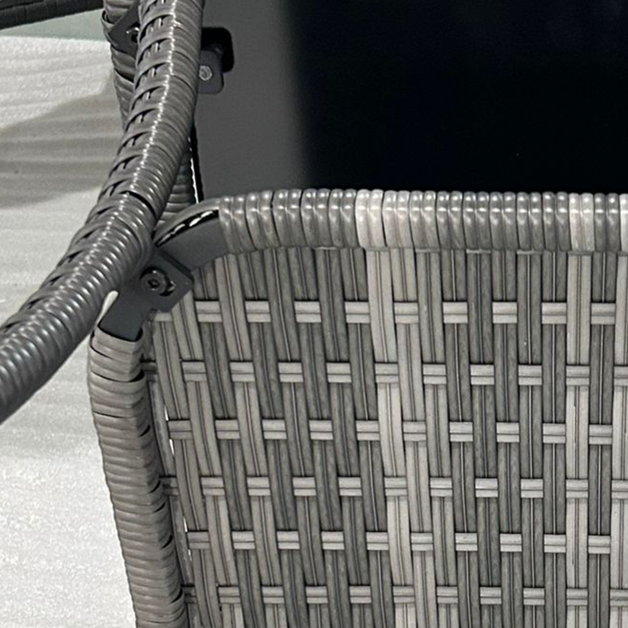  Rattan Side Table, Outdoor End Table with Storage Shelf, Aluminum Frame Square, Coffee Table with Tempered Glass Top, Mixed Gray