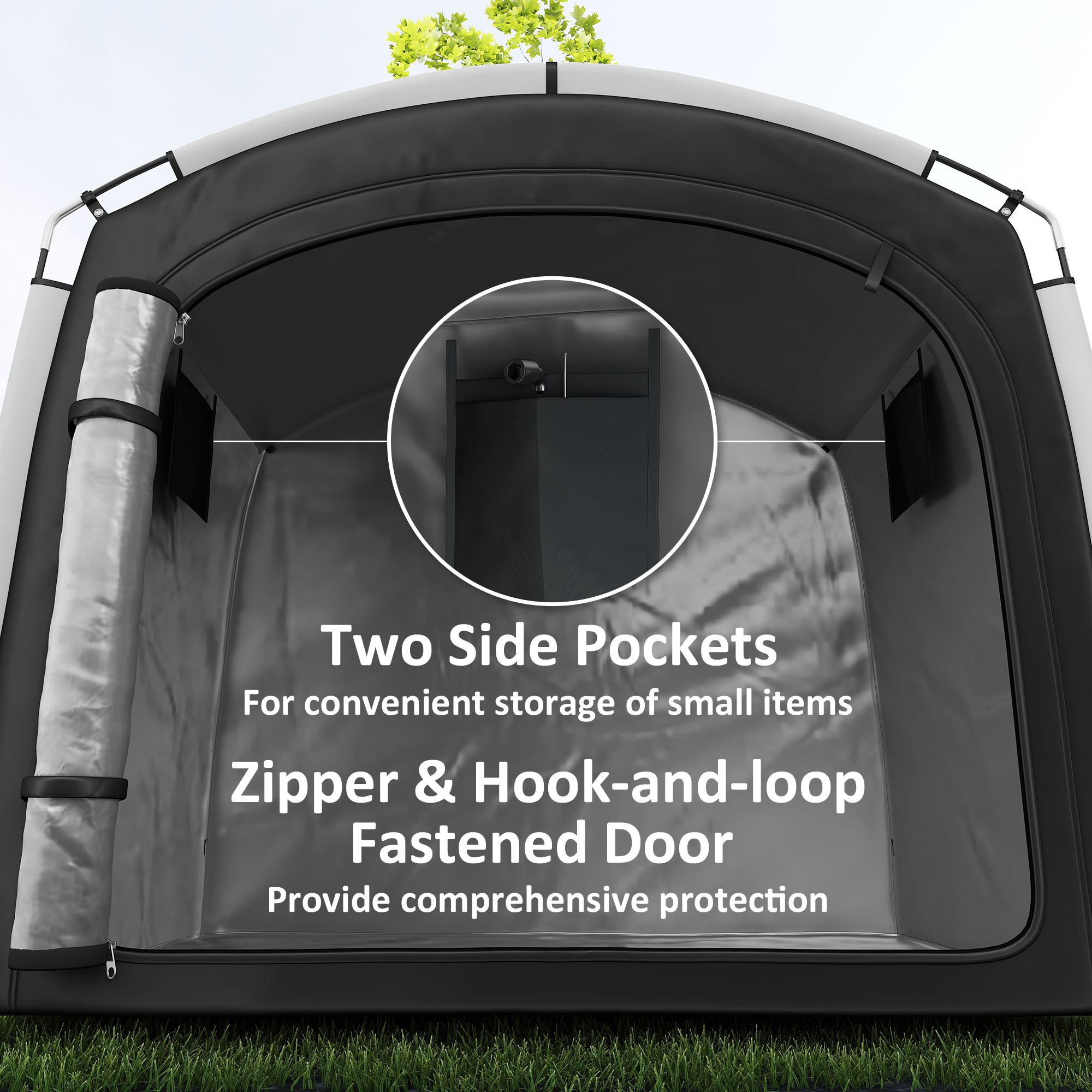  Bike Storage Shed Tent, Portable and Waterproof with 210D Oxford Fabric and Carry Bag for 3-4 Bicycles, Black