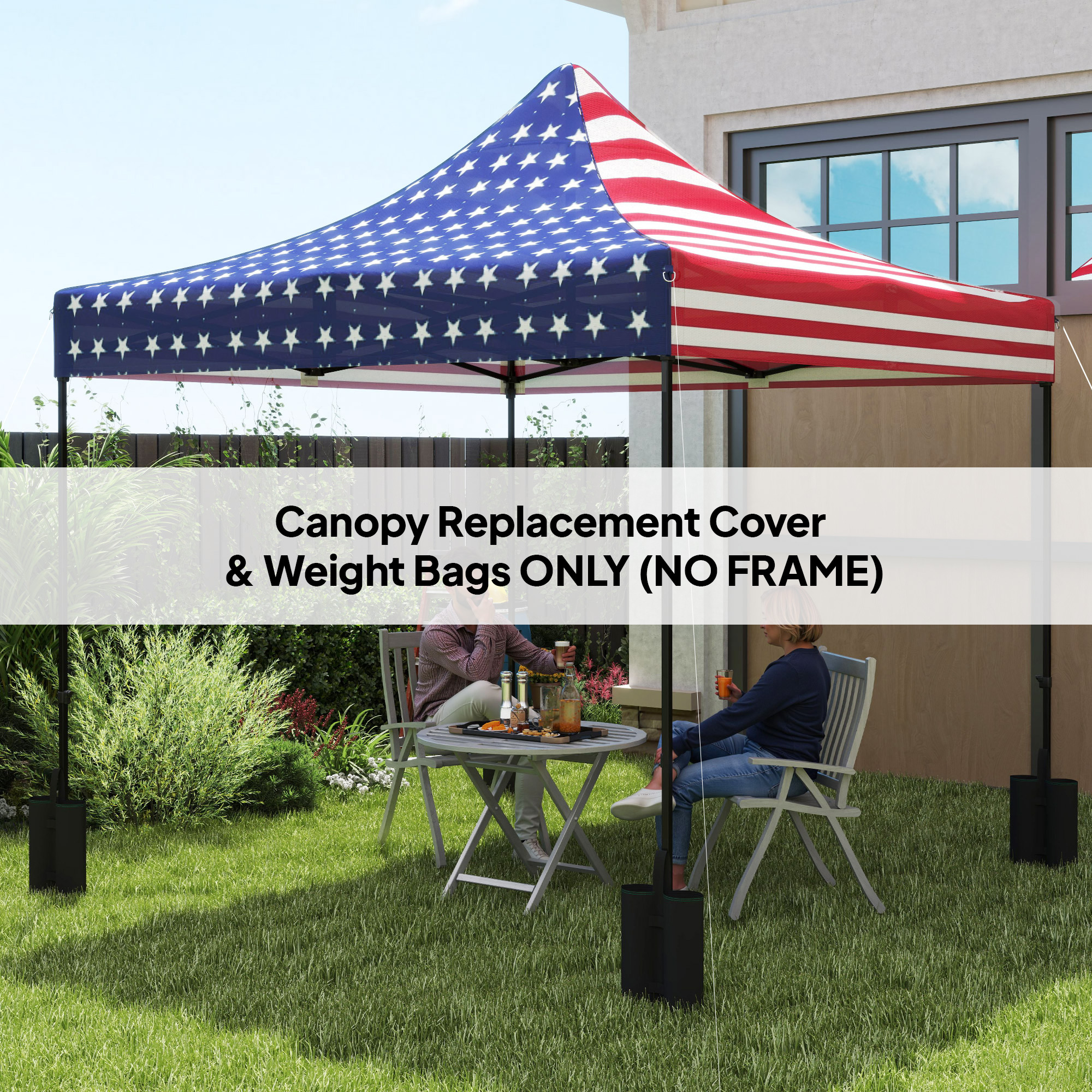 10' x 10' Replacement Canopy Top for Pop Up Canopy Tent with 4 Sand Bags, UPF50+ Protection, American Flag - imagen 1