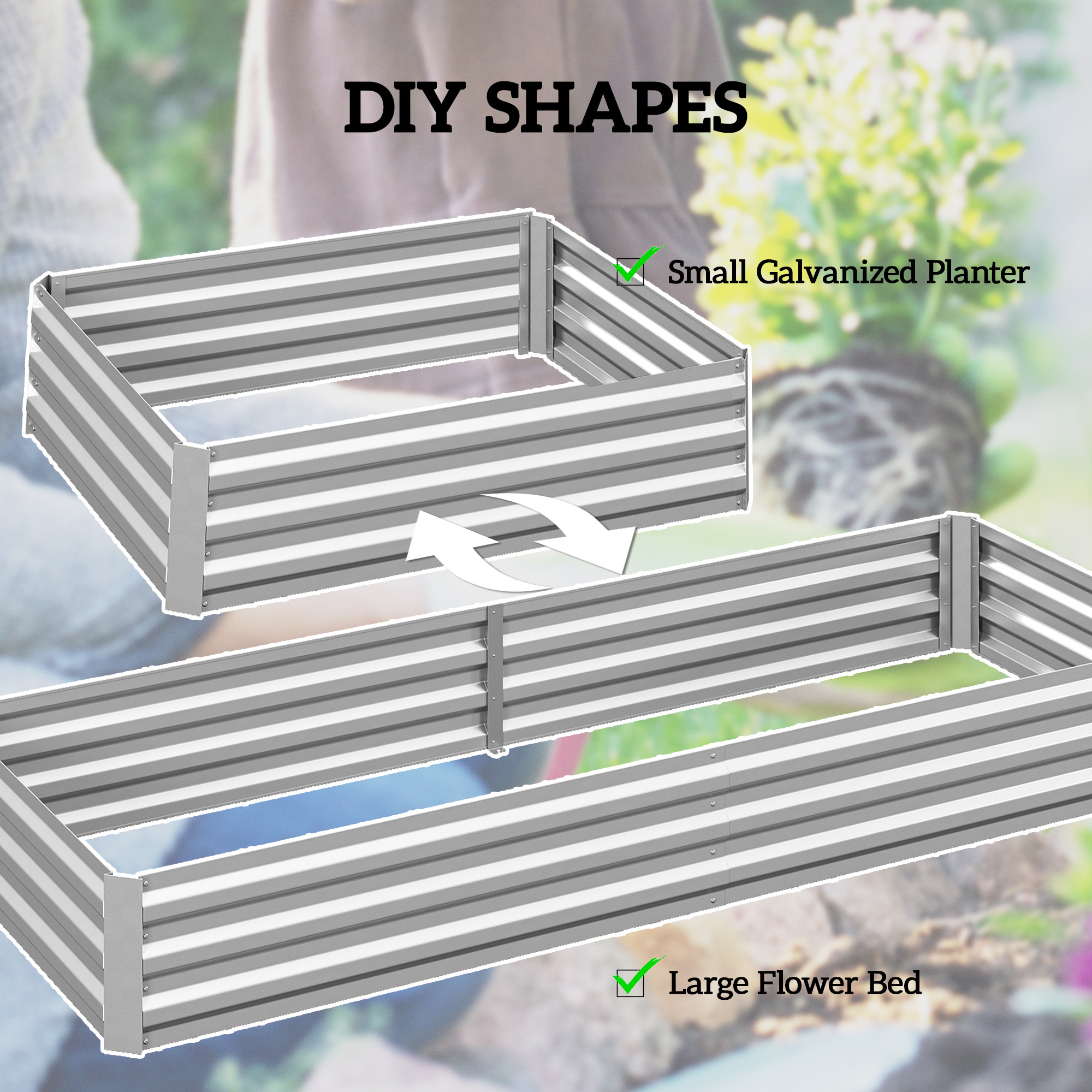  95" x 36" x 12" Galvanized Raised Garden Bed, Easy DIY and Cleaning for Growing Flowers, Herbs, Succulents, Silver