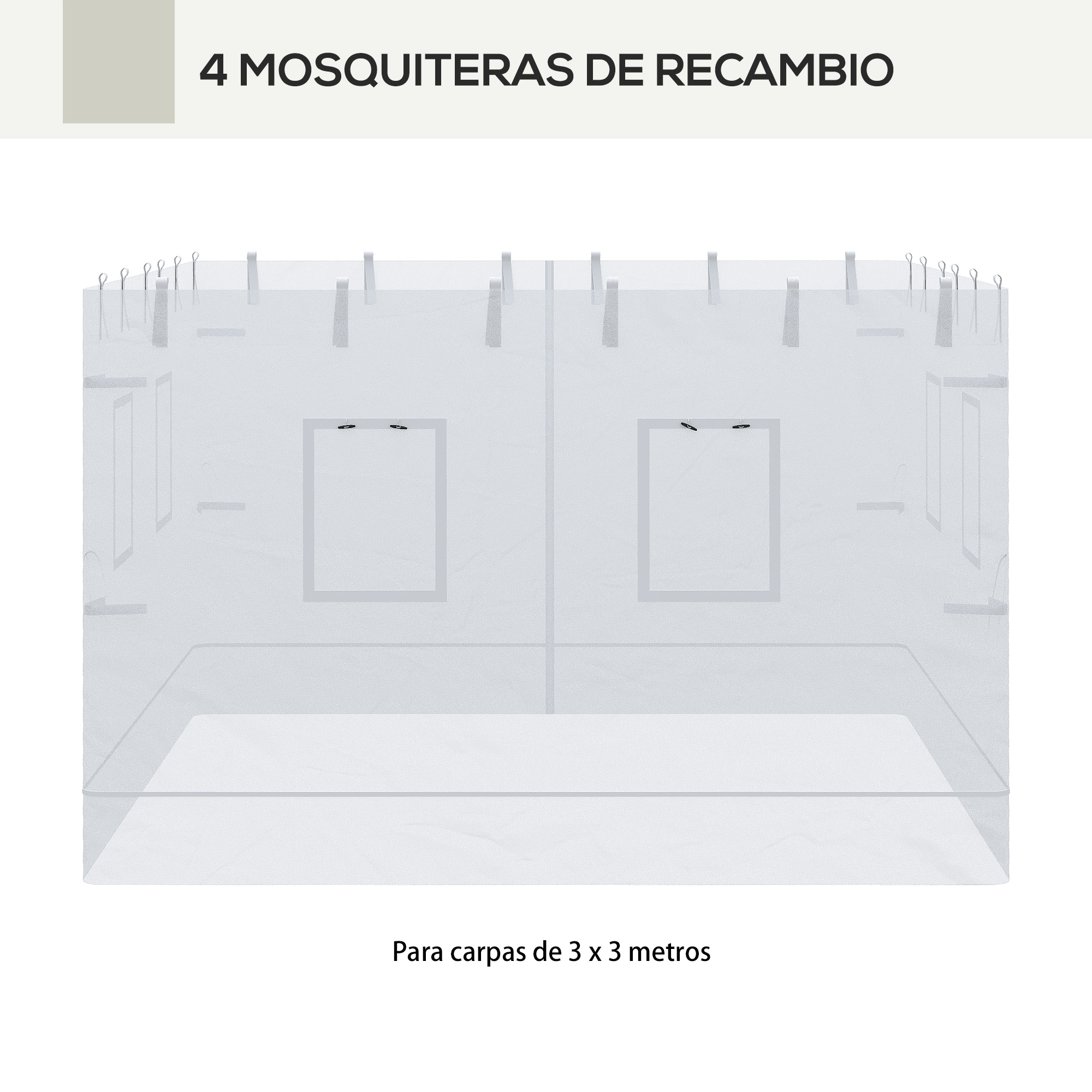  Pop up Canopy Walls, Universal Replacement Netting, Set of 4 Mesh Screen Sidewalls, Patio Netting with 6 Service Windows and 1 Door for 10' x 10' Canopy Tent, White