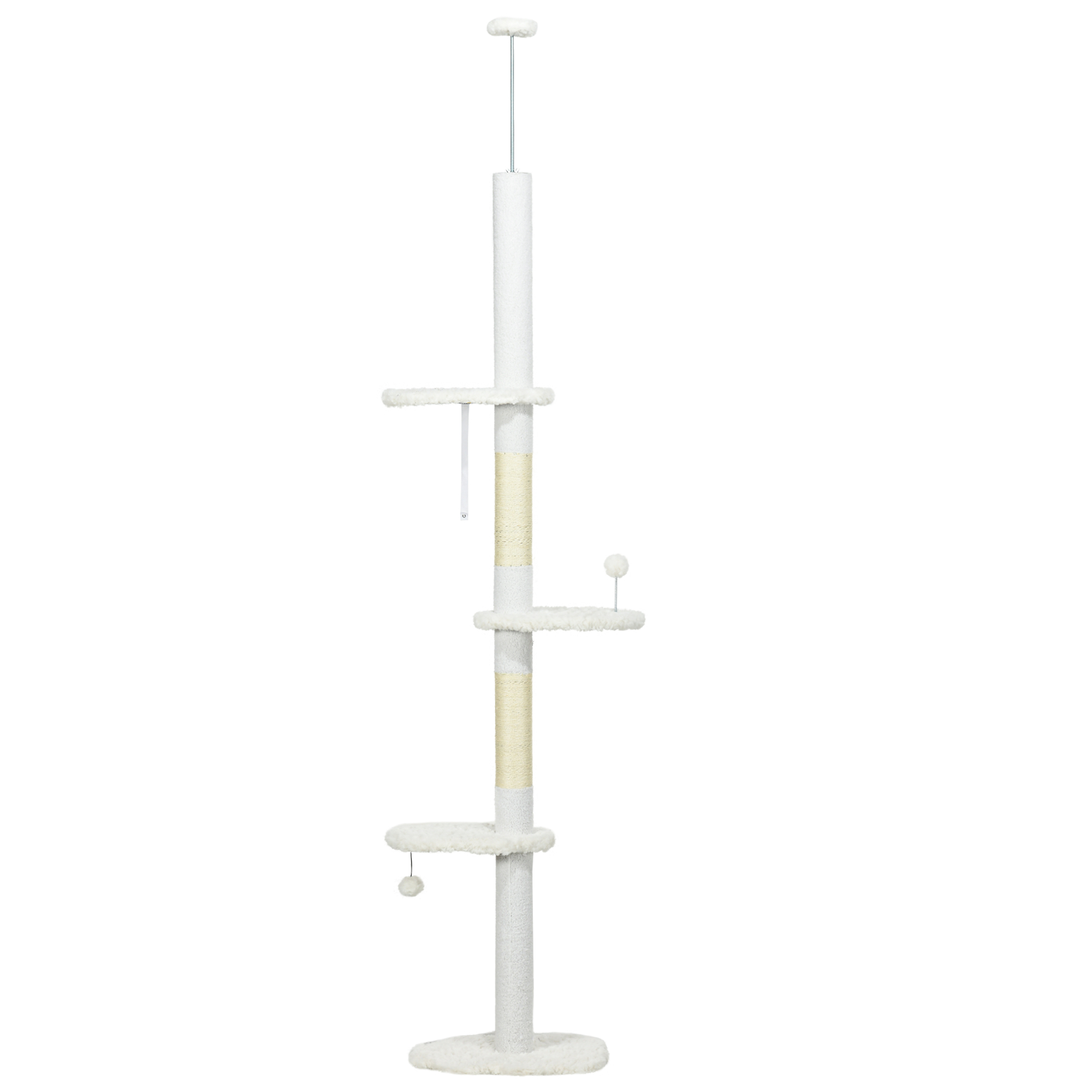  8.4' Floor to Ceiling Cat Tree, Adjustable Height, White