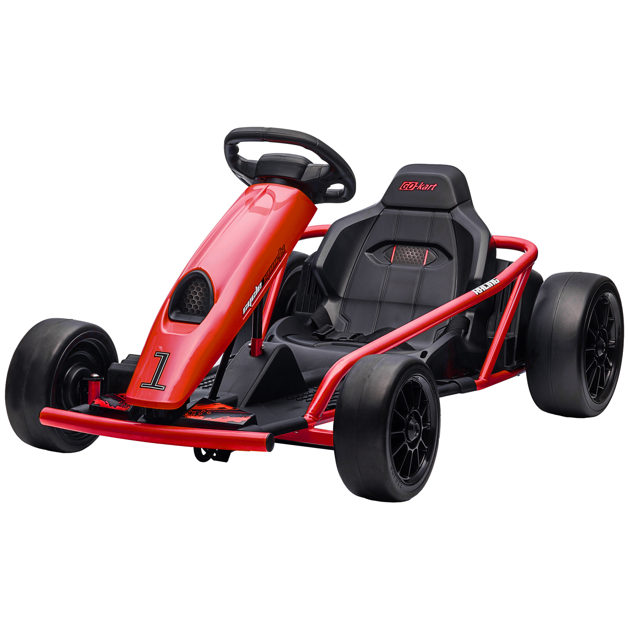 24V Electric Go Kart for Kids, Drift Ride-On Racing Go Kart with 2 Speeds, for Boys Girls Aged 8-12 Years Old, Red image 16