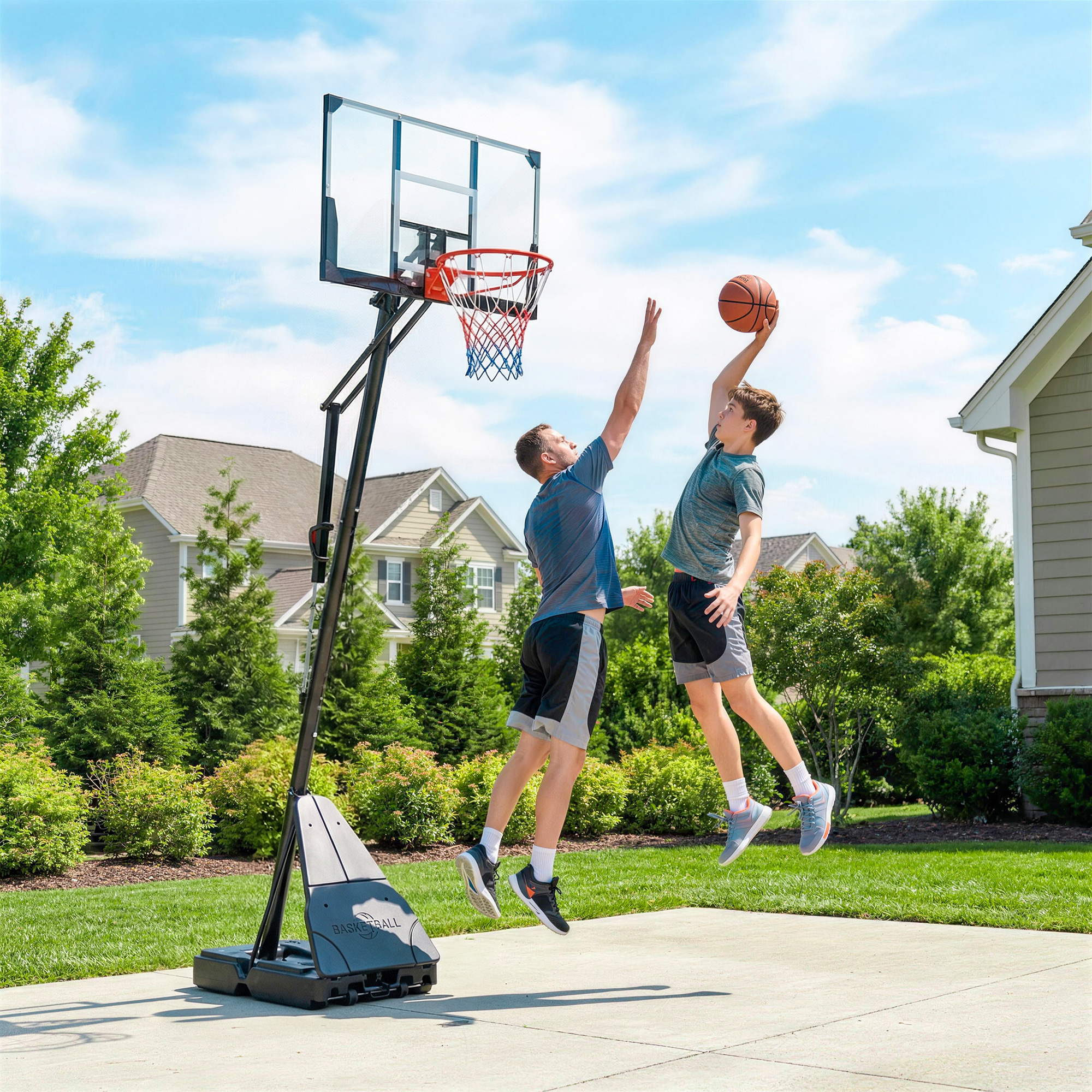 Portable Basketball Hoop Outdoor, 8-10ft Adjustable Basketball Goal, 47 Inch...