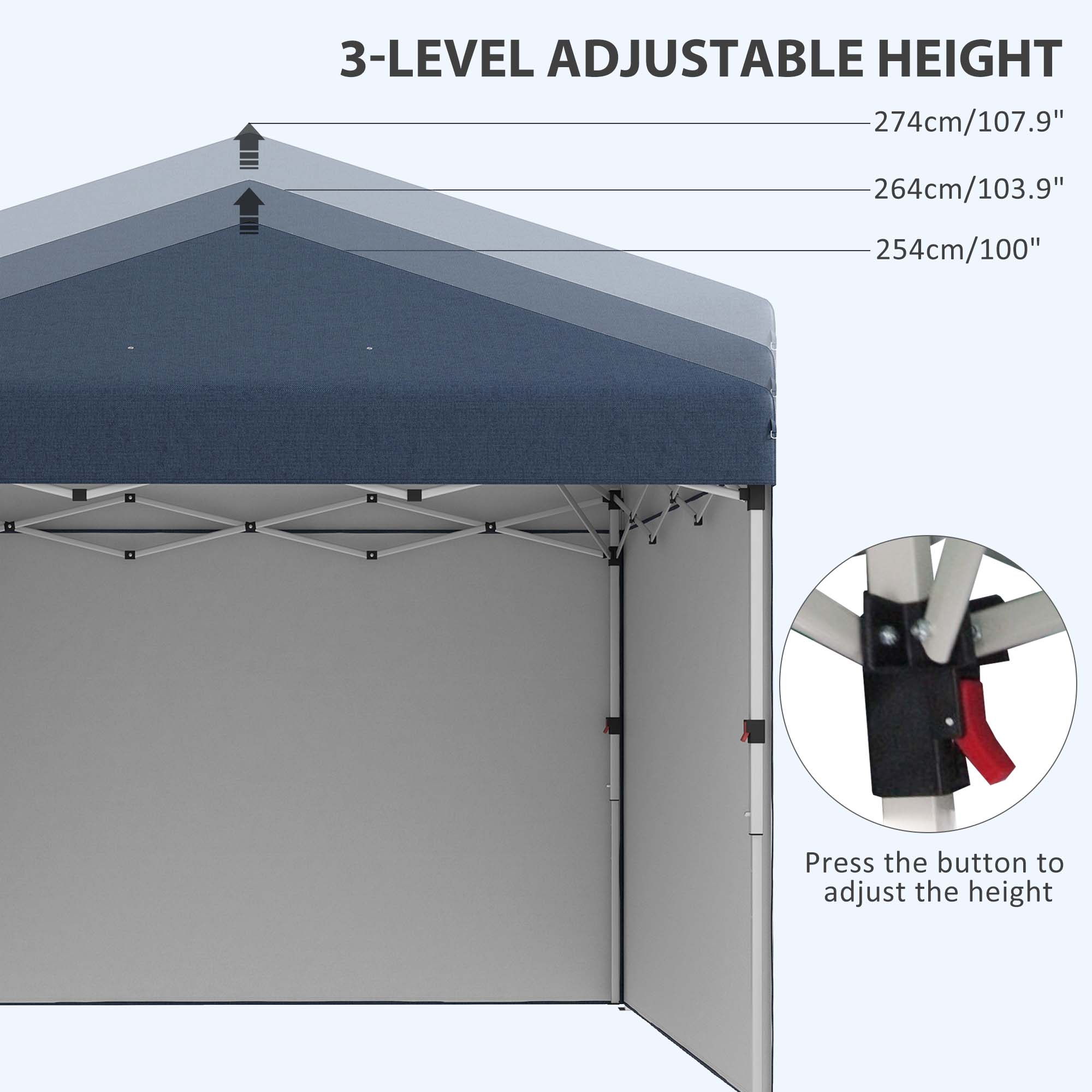  10' x 10' Pop Up Canopy with Sidewalls, Weight Bags and Carry Bag, Height Adjustable Tent for Parties, Navy