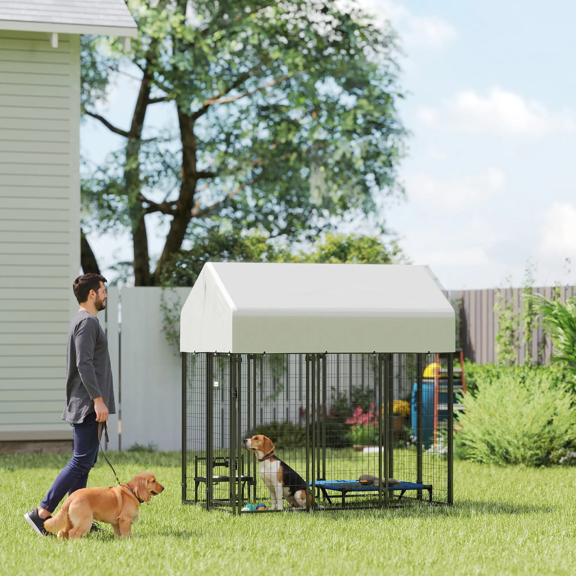 Outdoor Dog Kennel with Roof, 6 x