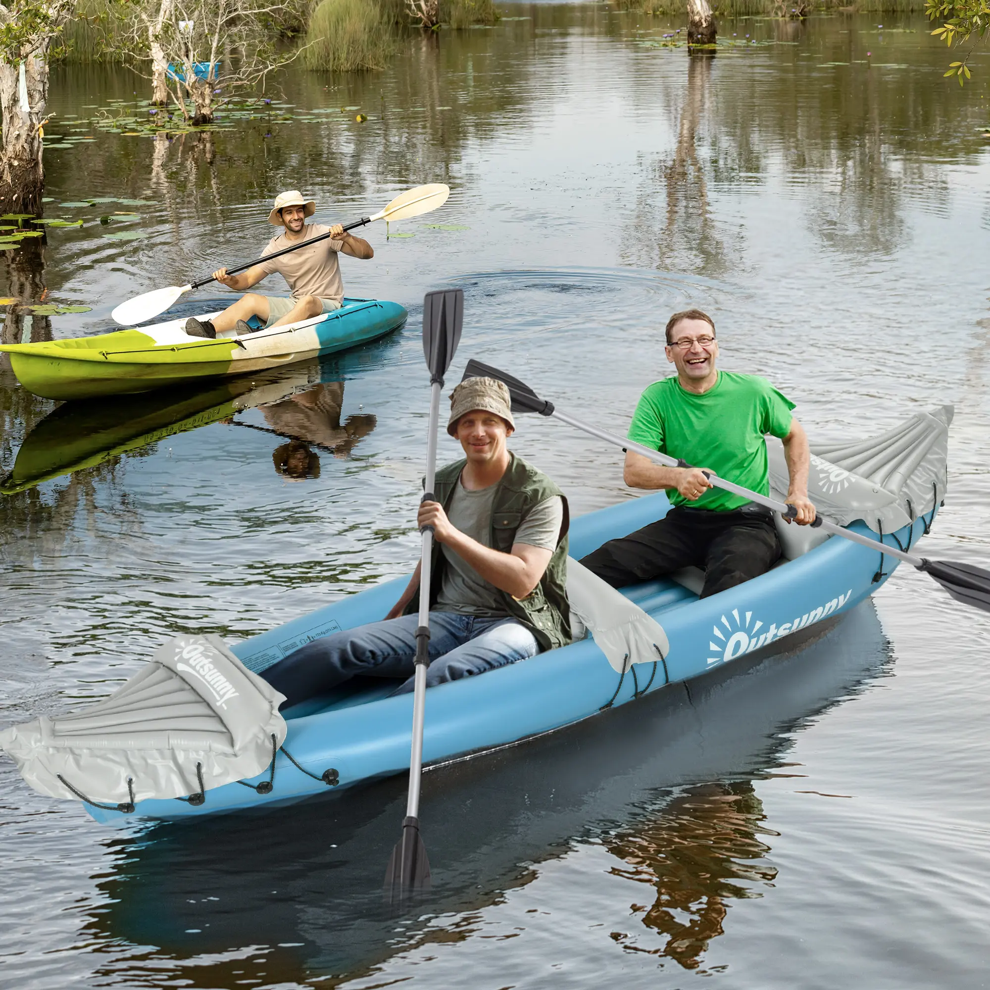 Kayak, 2 Person Inflatable Includes Paddles, Aluminum