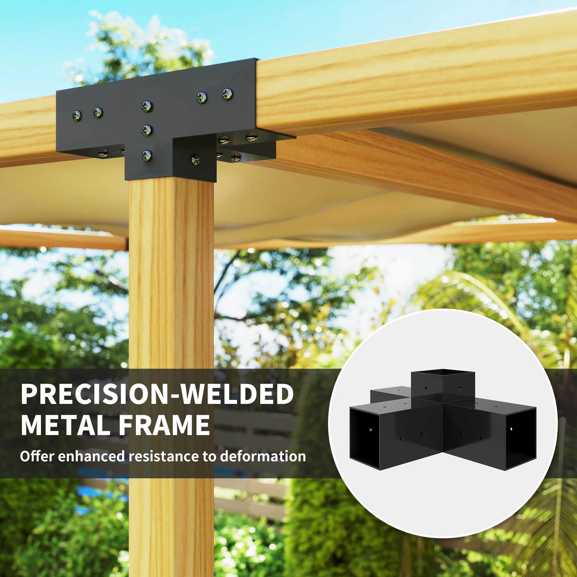 12PCS Pergola Kit, Pergola Brackets with 3-Way & 4-Way Corner Brackets for 4"x4" (Actual 3.6"x3.6") Lumber