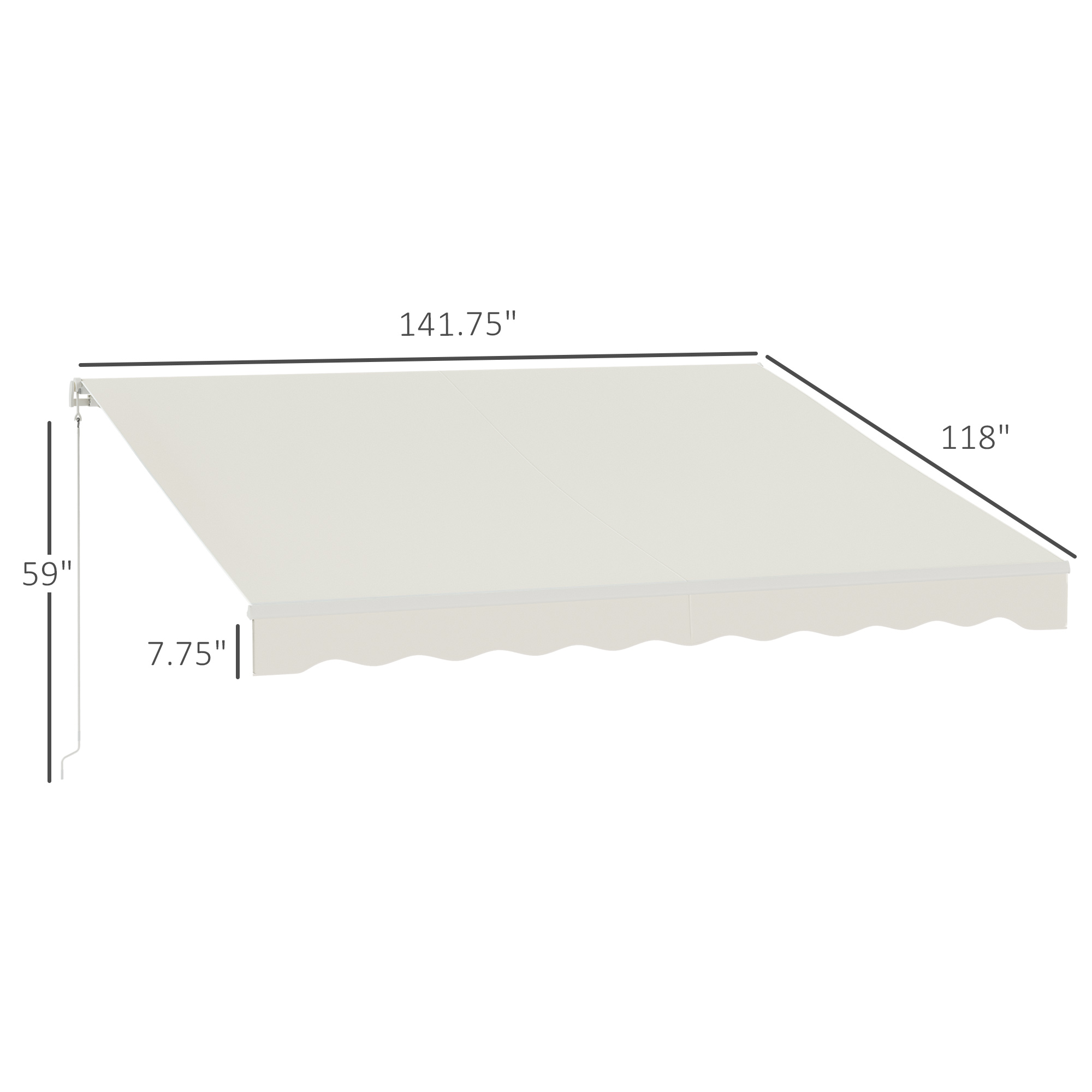  12' x 10' Electric Awning, Retractable Awning, UV Protection Sun Shade Shelter with Remote Controller and Manual Crank Handle for Deck, Balcony, Yard, Cream White