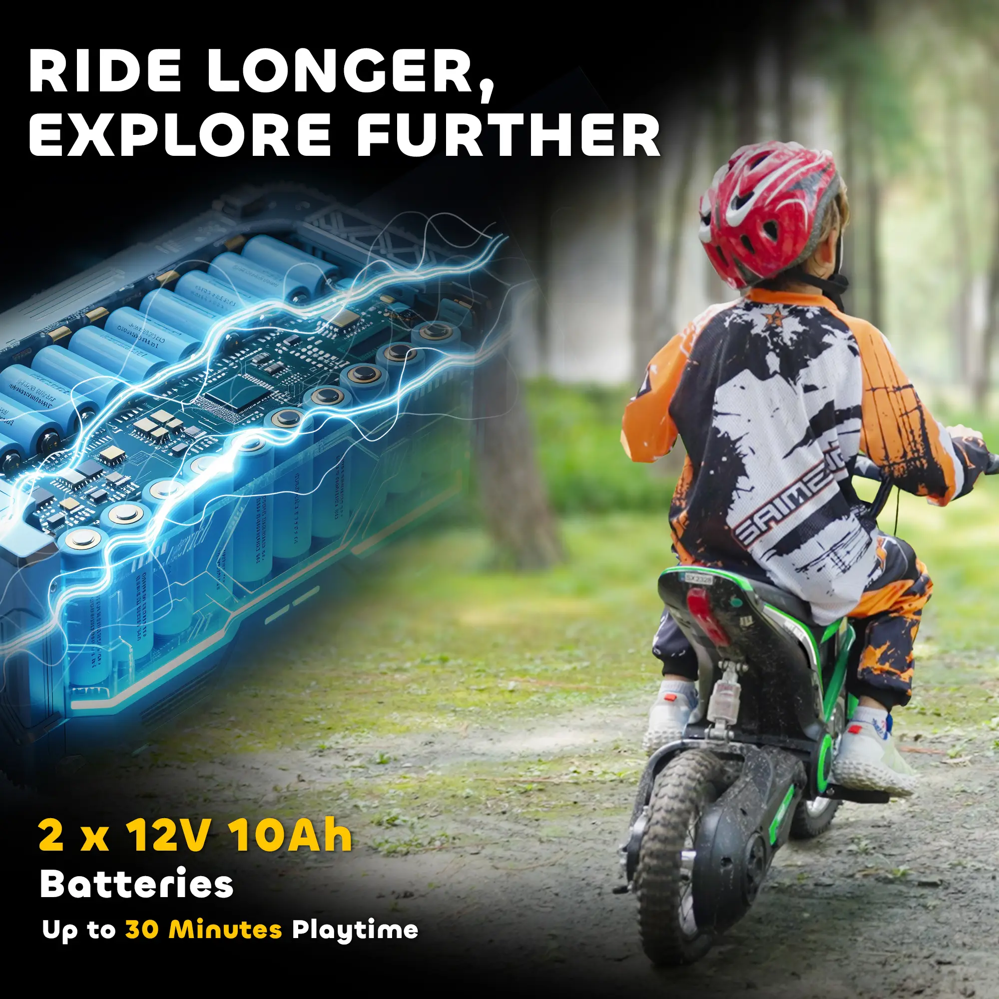 24V 350W Electric Dirt Bike Up to 15 MPH w/ Twist Grip Throttle, Green