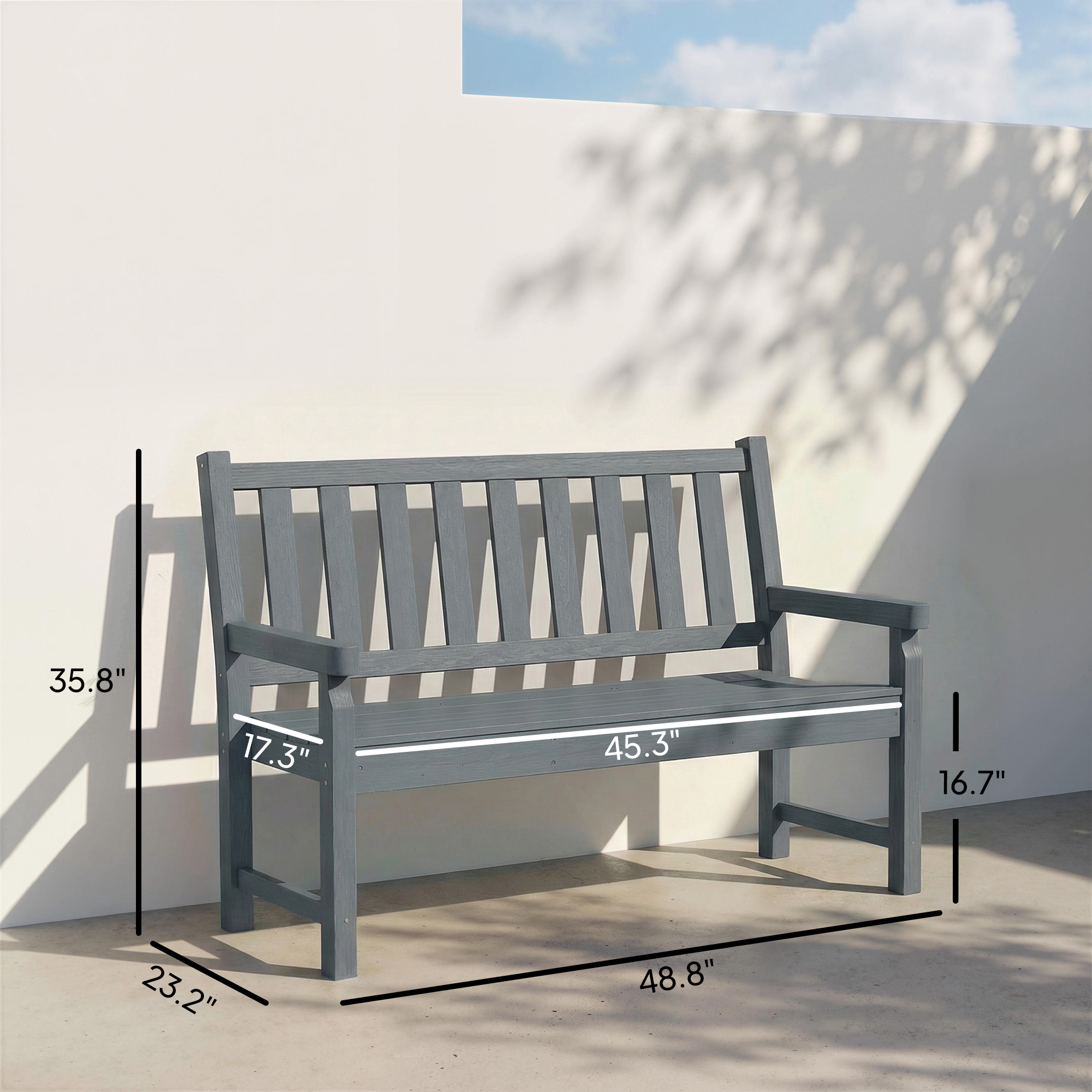  2-Person Garden Bench, HDPE Outdoor Bench with 530 lbs Capacity, Curved Seat for Backyard, Park, Porch, Lawn, Gray