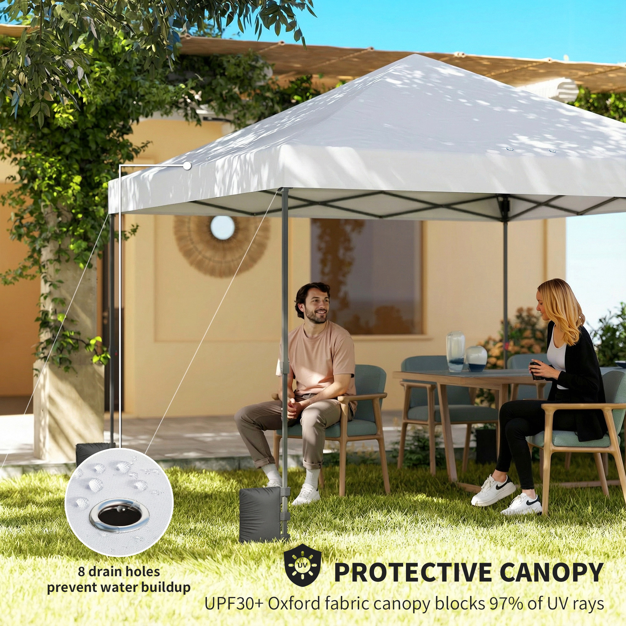  10 x 10 ft Pop Up Canopy Tent with One Push Setup, Outdoor Portable Instant Canopy Shelter w/ Roller Bag, White