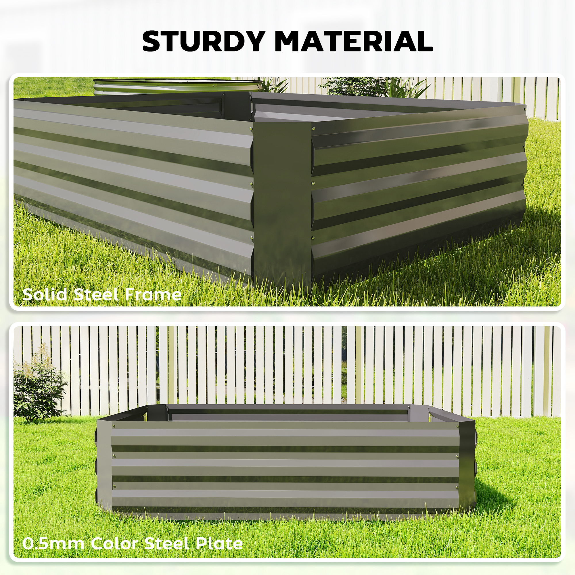  4 x 3 x 3ft Raised Garden Bed with Mini Greenhouse, Galvanized Raised Garden Bed with Cover, Green and Dark Gray