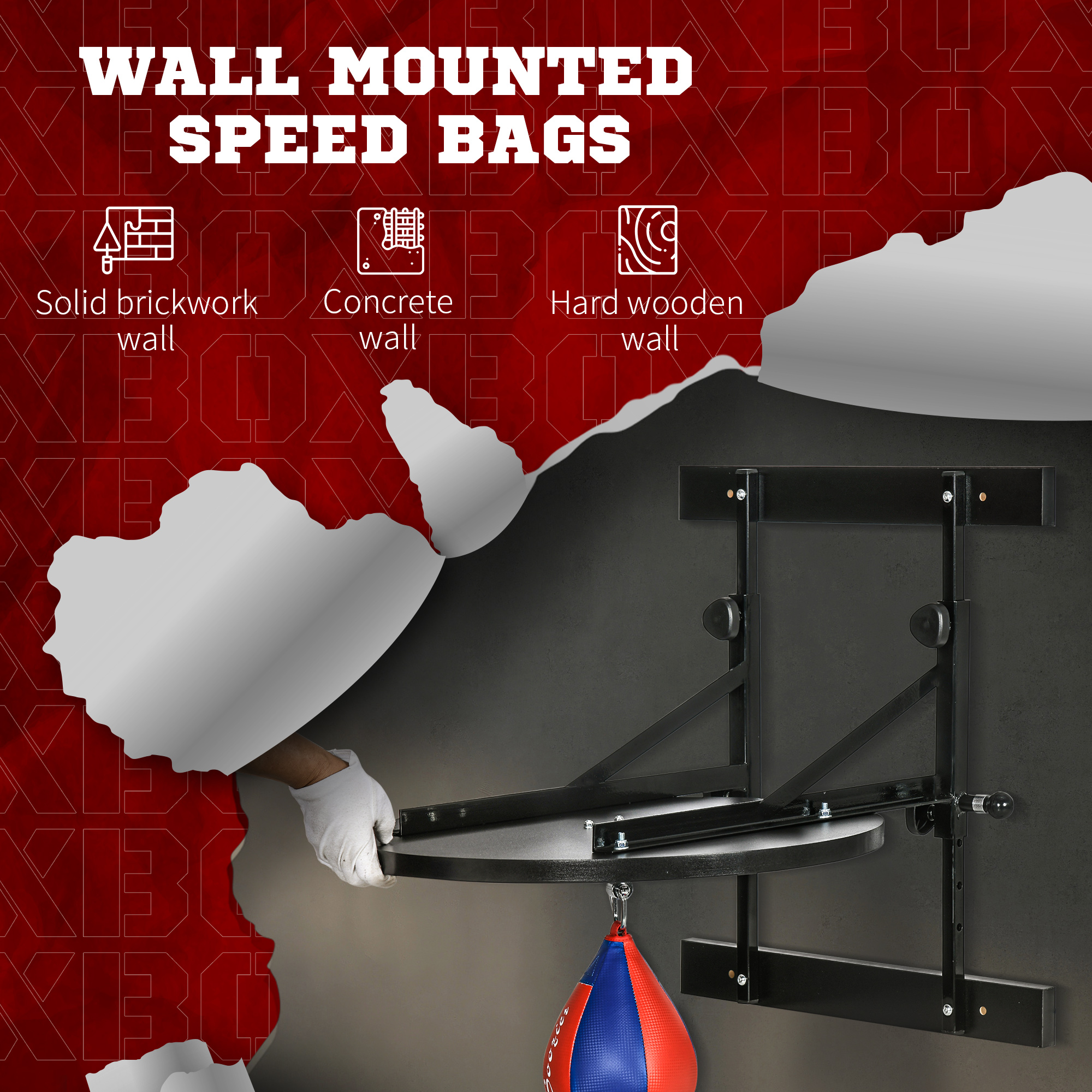 Adjustable Speed Bag Platform, Wall Mounted Speed Bags for Boxing, with 360-Degree Swivel and 10'' Speedbag