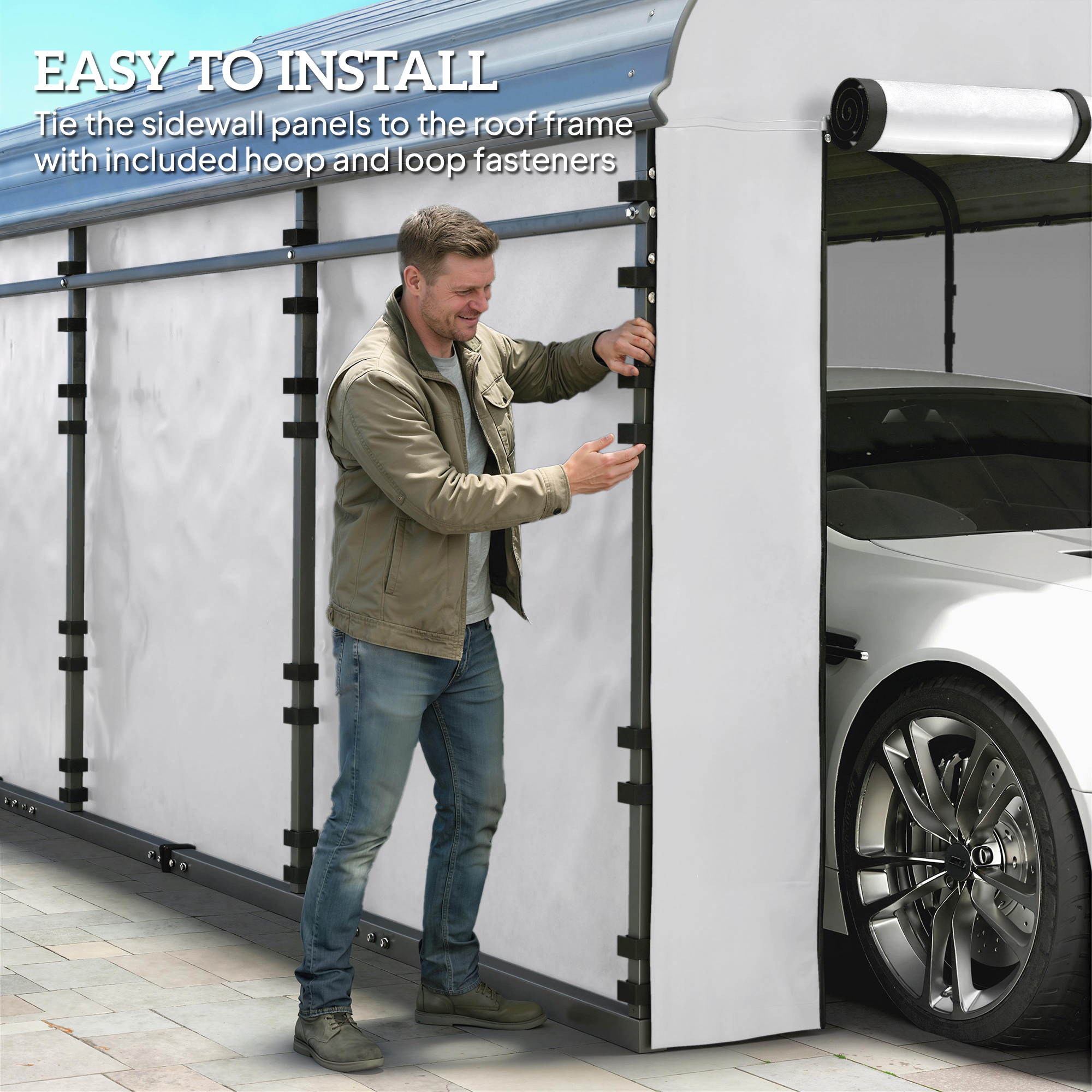  Carport Replacement Sidewall Panel for 12' x 20' Carports, UPF50+ Waterproof Replacement Side Wall Cover, White