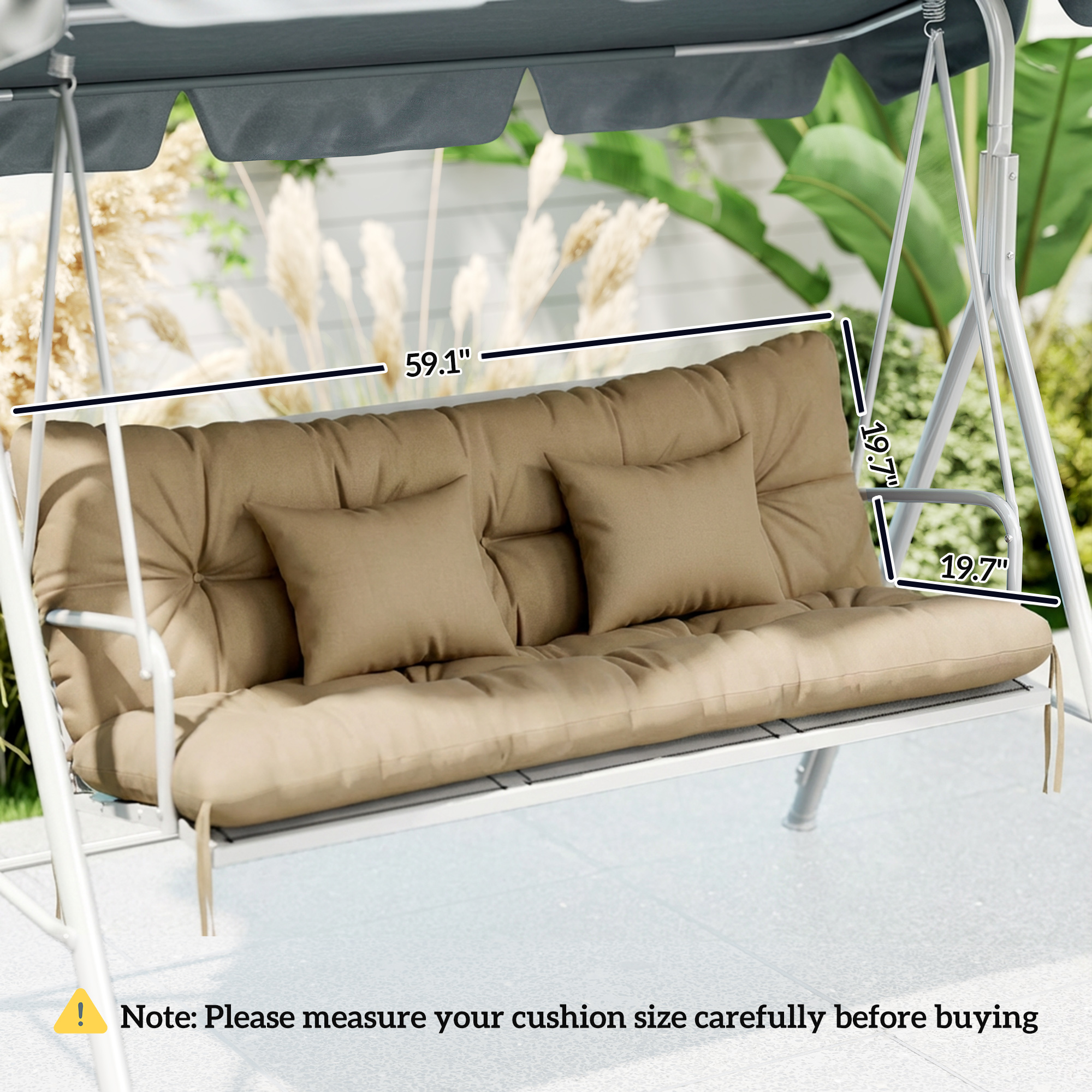  4-Piece Back and Seat Cushion Pillows Replacement and Pillows, Patio Chair Cushions Set with Ties, khaki