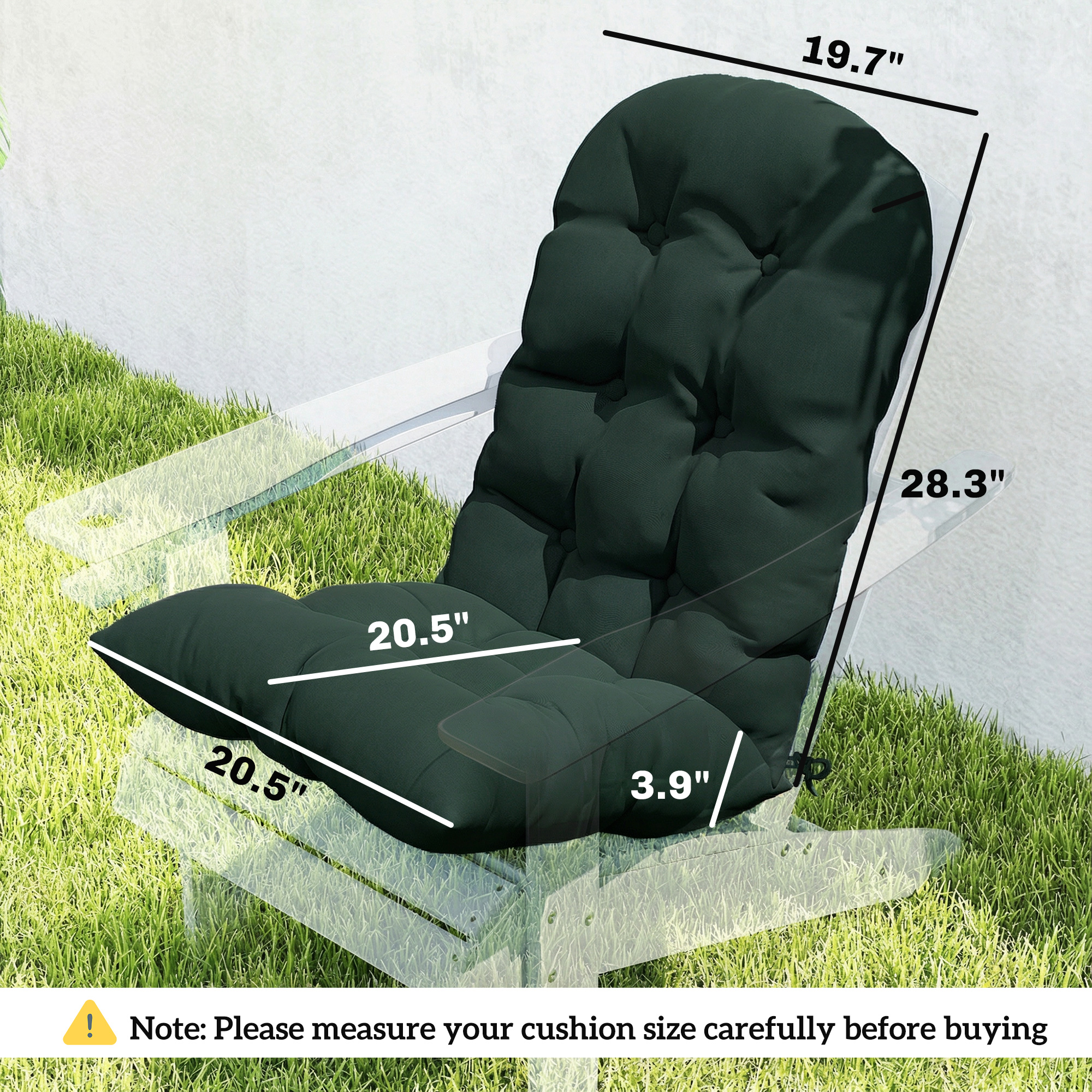  Outdoor Adirondack Chair Cushions Set of 2, Tufted High Back Patio Chair Cushions, Dark Green