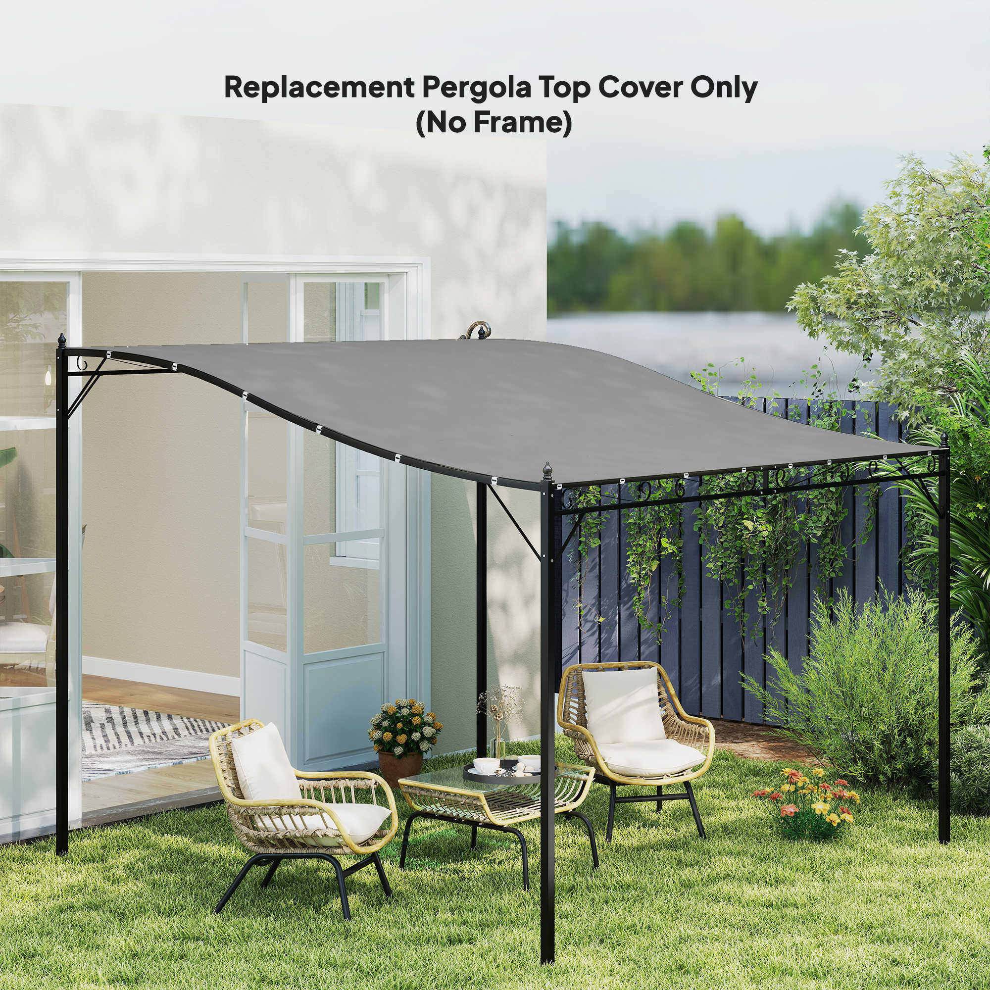 Pergola Canopy Replacement, Pergola Shade Cover for 10 x 10 Pergola ( 84C-038 Series), Dark Gray