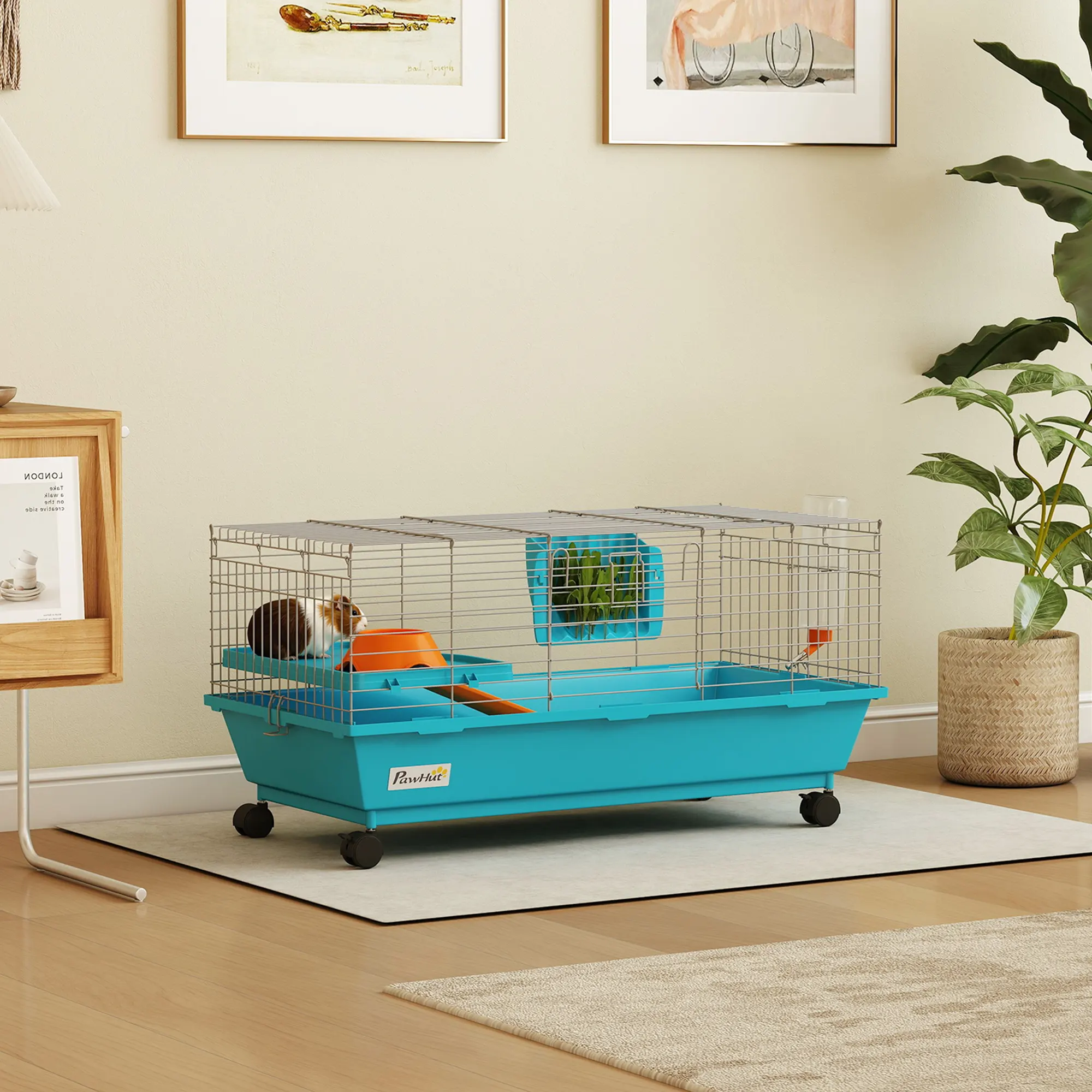 35"L Small Animal Cage, Rolling Bunny Guinea