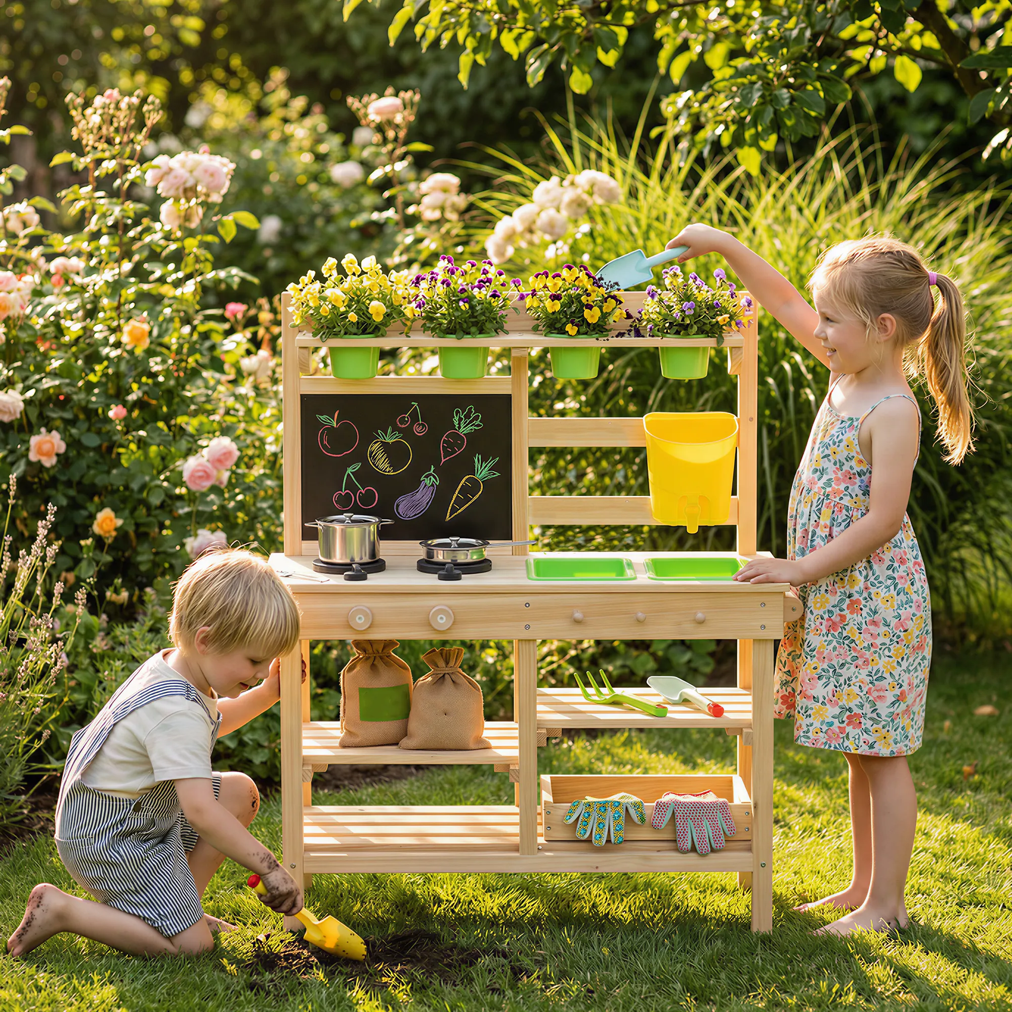 Kids Mud Kitchen, Outdoor Wooden Play Kitchen
