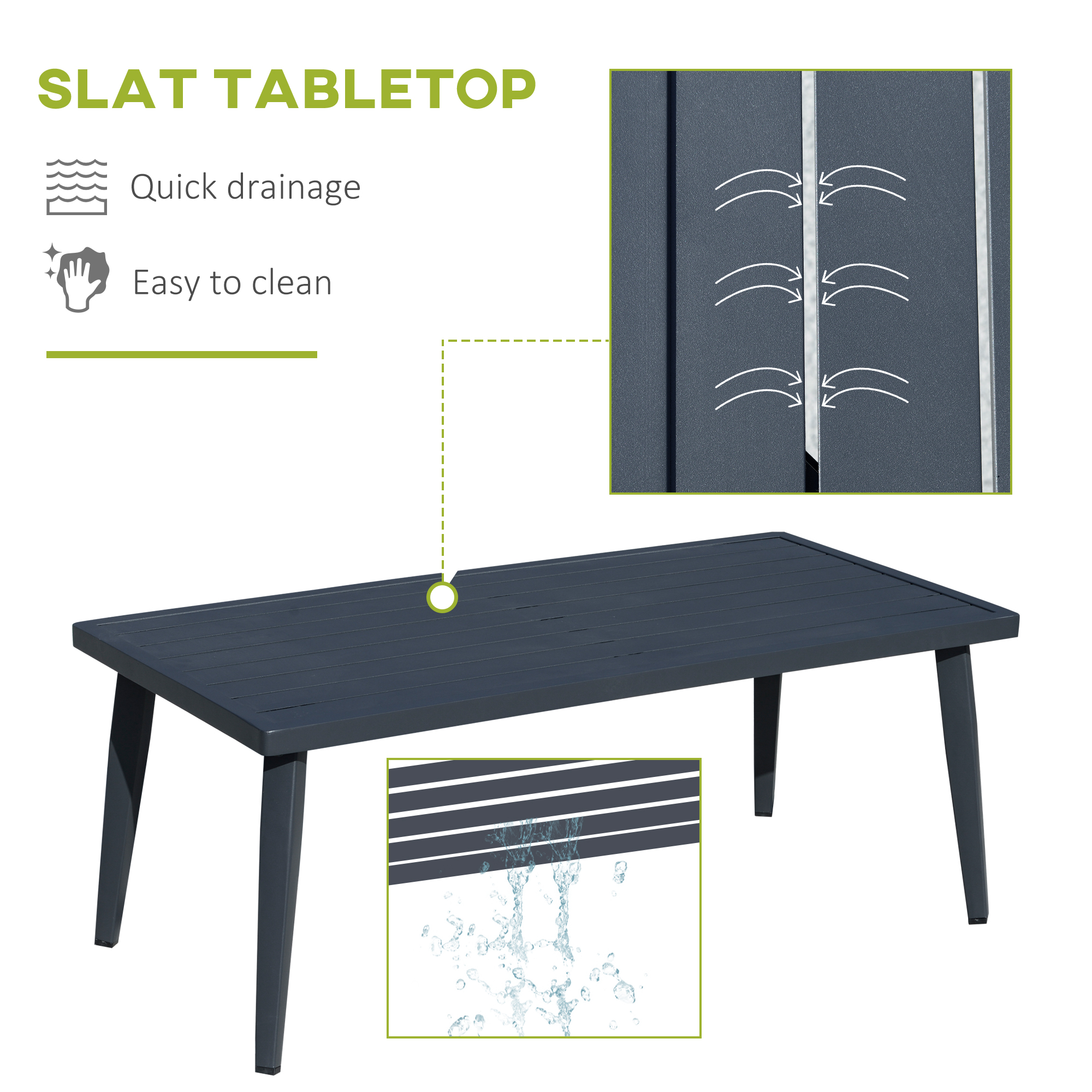  4 Piece Patio Furniture Set, Aluminum Conversation Set, Outdoor Garden Sofa Set with Armchairs, Loveseat, Center Coffee Table and Cushions, Dark Grey