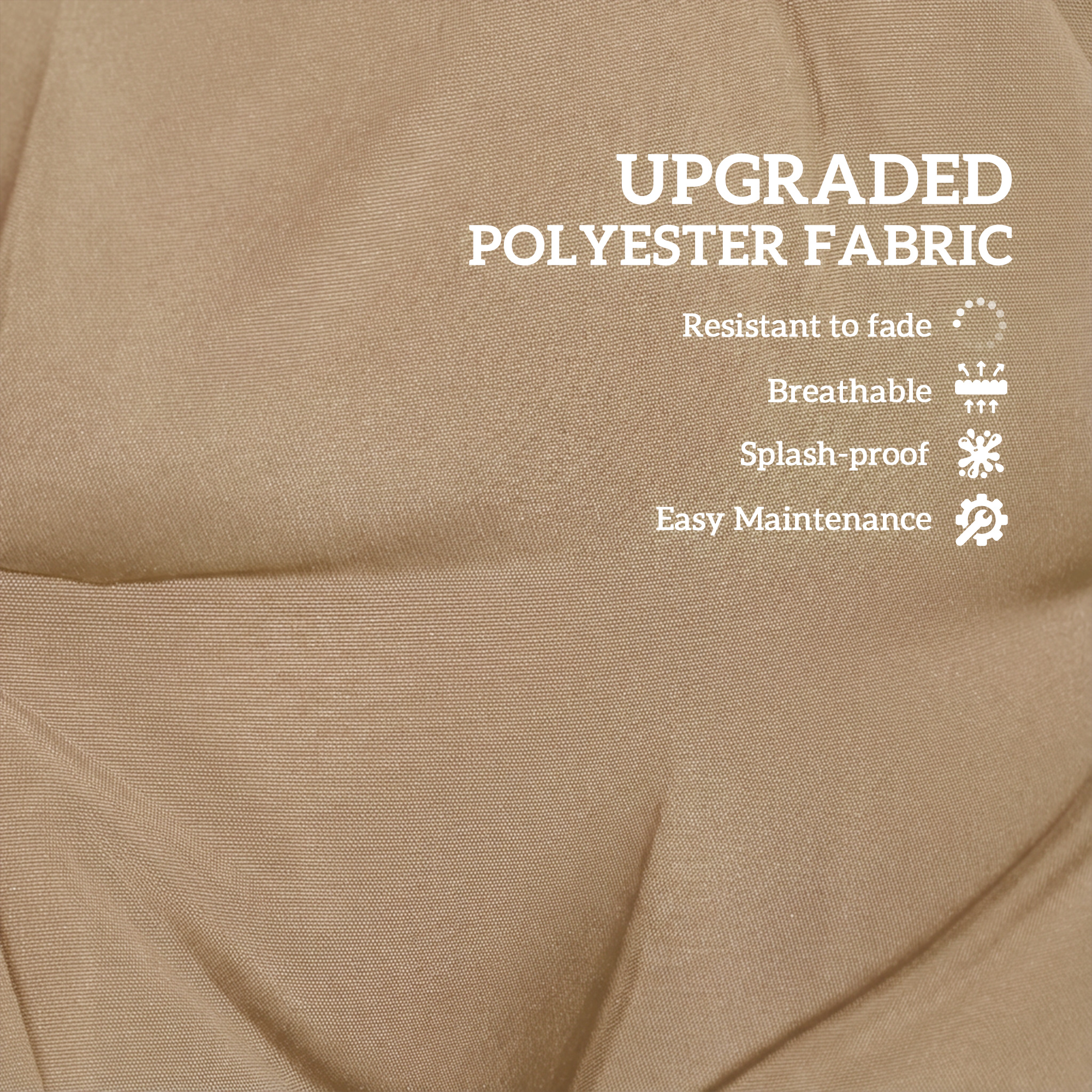  4-Piece Back and Seat Cushion Pillows Replacement and Pillows, Patio Chair Cushions Set with Ties, khaki